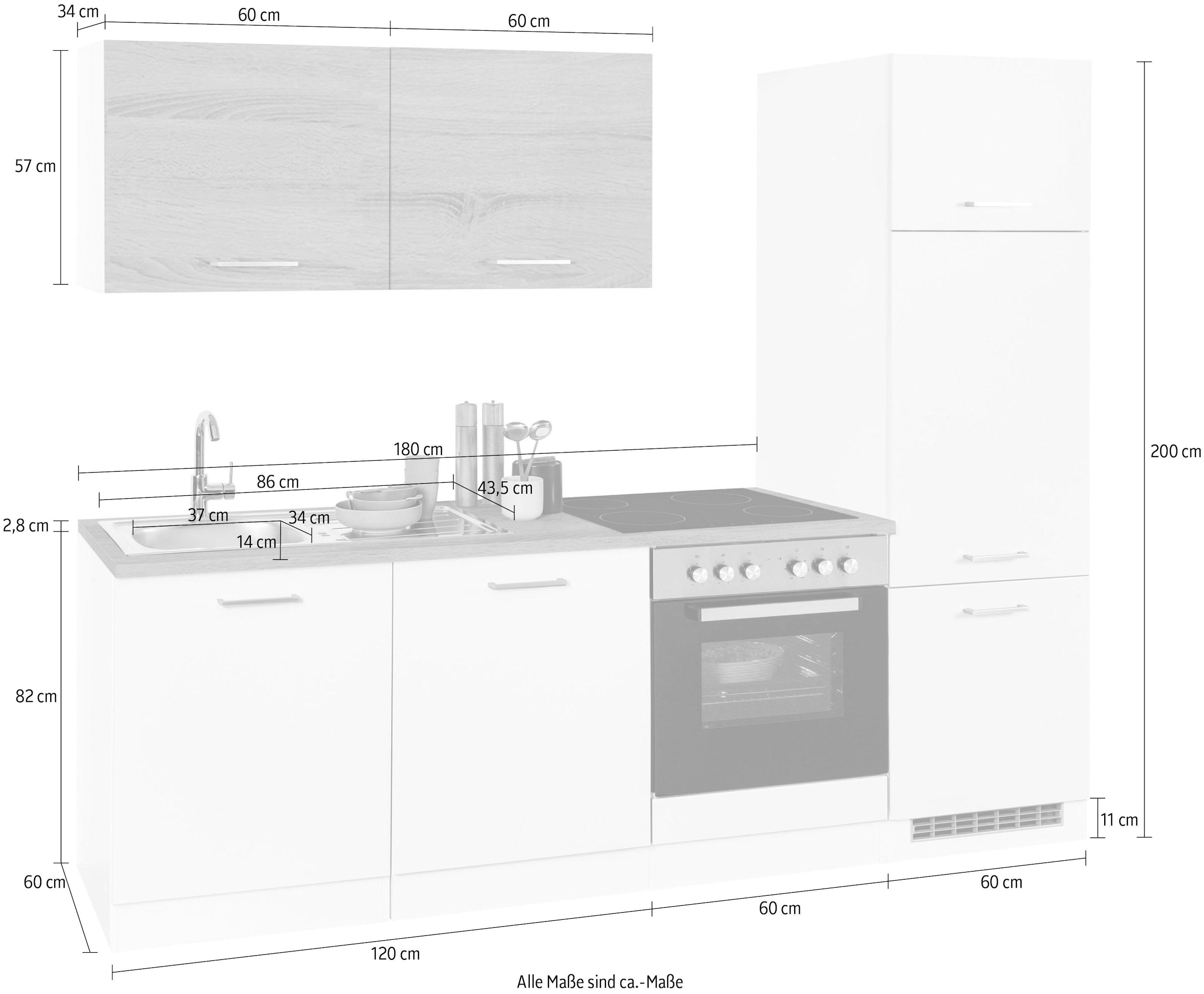 HELD MÖBEL Küchenzeile »Visby«, ohne E-Geräte, Breite 240 cm für Kühlschrank