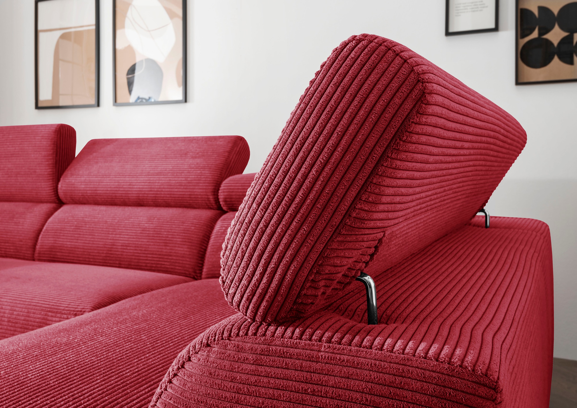 alina Ecksofa »Hikari«, wahlweise mit Sitzvorzug, in modernem Cordstoff, Breite 302 cm