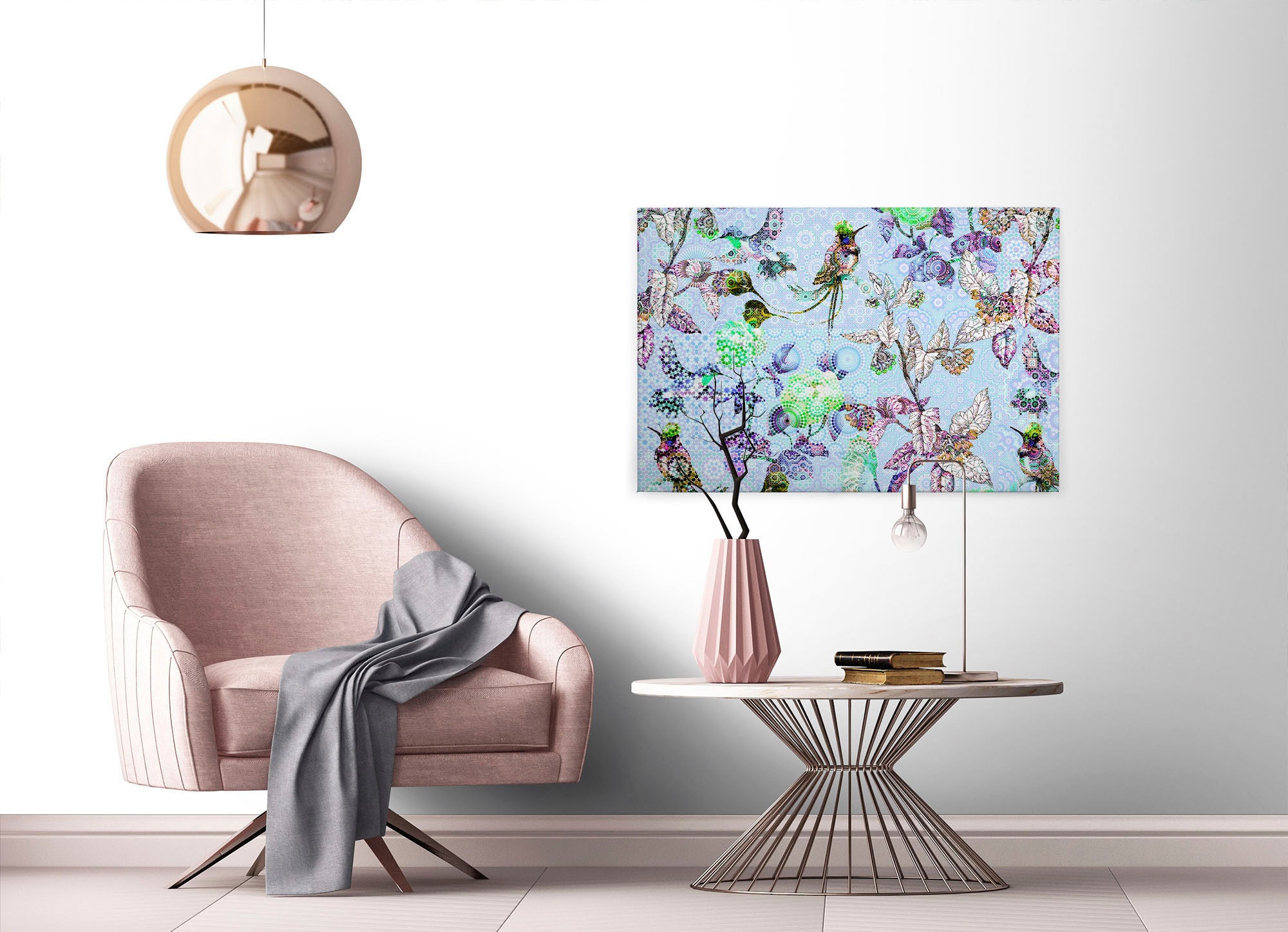 A.S. Création Leinwandbild »exotic mosaic«, Kunst-Vögel-Kinder, (1 St.), Mosaik Keilrahmen Floral Blumen Vögel Leinwand-Bild Wohnzimmer modern