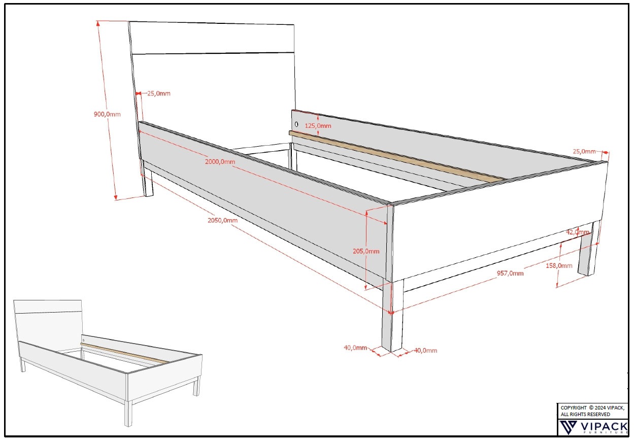 Vipack Jugendzimmer-Set »Set best. aus Einzelbett 90/200, Nachtkonsole, Kleiderschrank 2-trg.«, (3 tlg.), in gradlinigem Design, pflegeleichte lackierte Oberfläche in Weiß