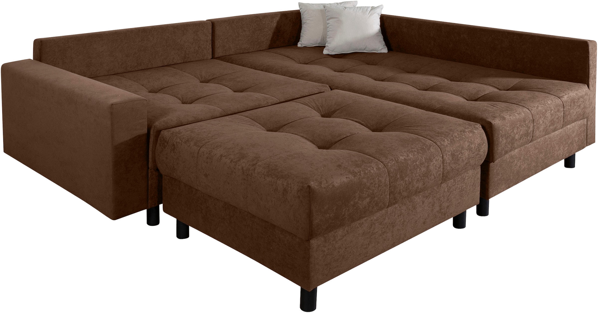 COLLECTION AB Ecksofa »Toni L-Form, B: 215 cm« mit Hocker & 2 Zierkissen, Federkern