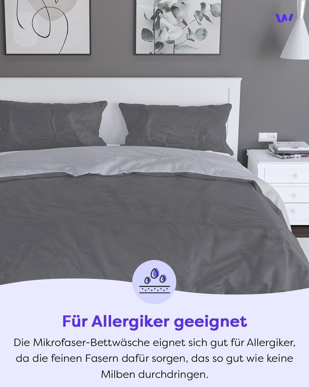 Wolkenfeld Bettwäsche »Allergiker Bettwäsche, unfassbar weich«, 135x200 cm, 155x220 & Übergrößen I inkl. Kissenbezüge 80x80 I 2-farbig