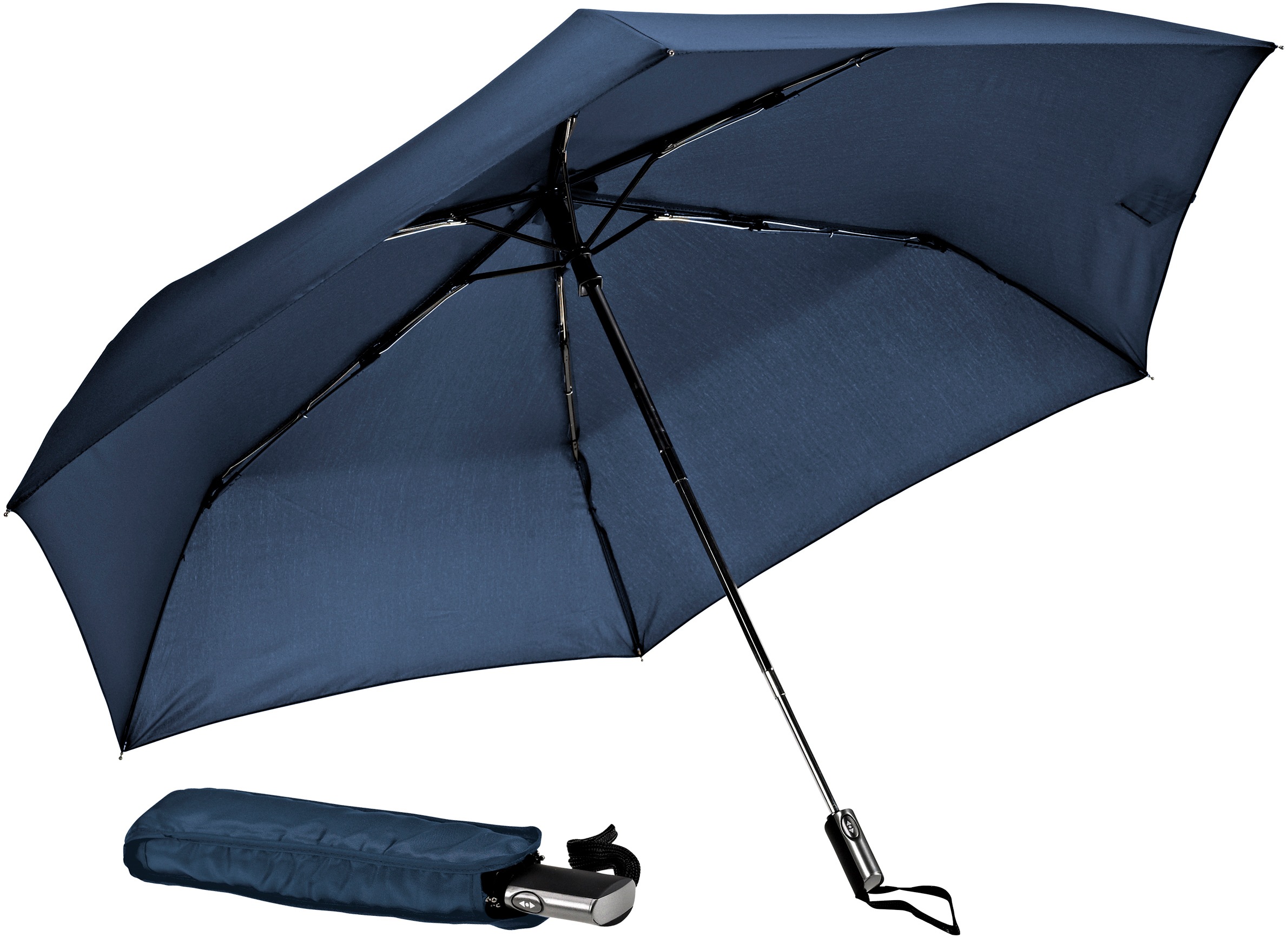 EuroSCHIRM® Taschenregenschirm »Automatik 3224, marineblau«, extra flach und leicht