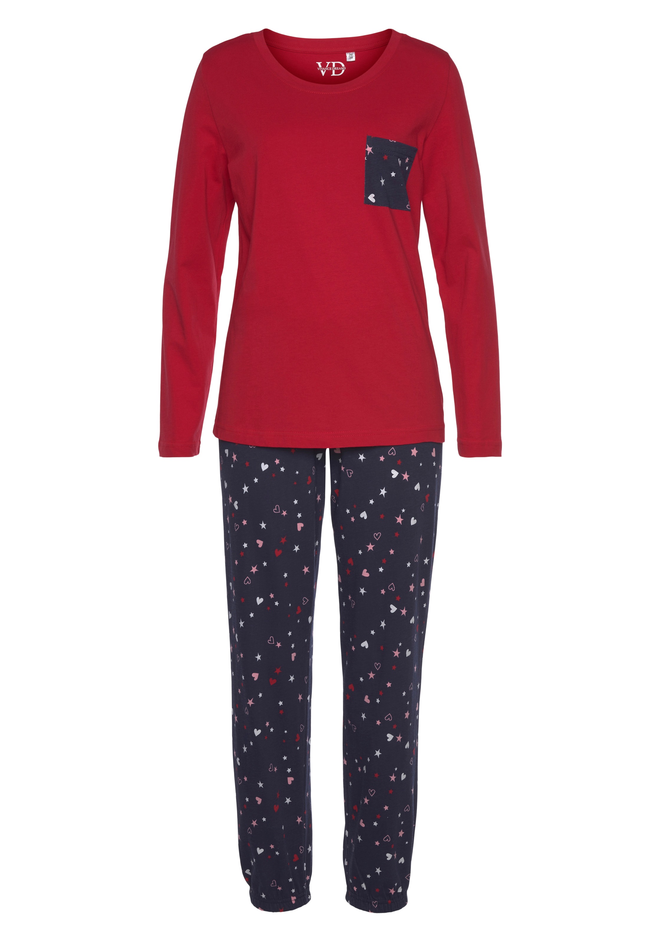 Vivance Dreams Pyjama 2 Stk. tlg., mit niedlichem Herzen-Sterne-Druck günstig online kaufen