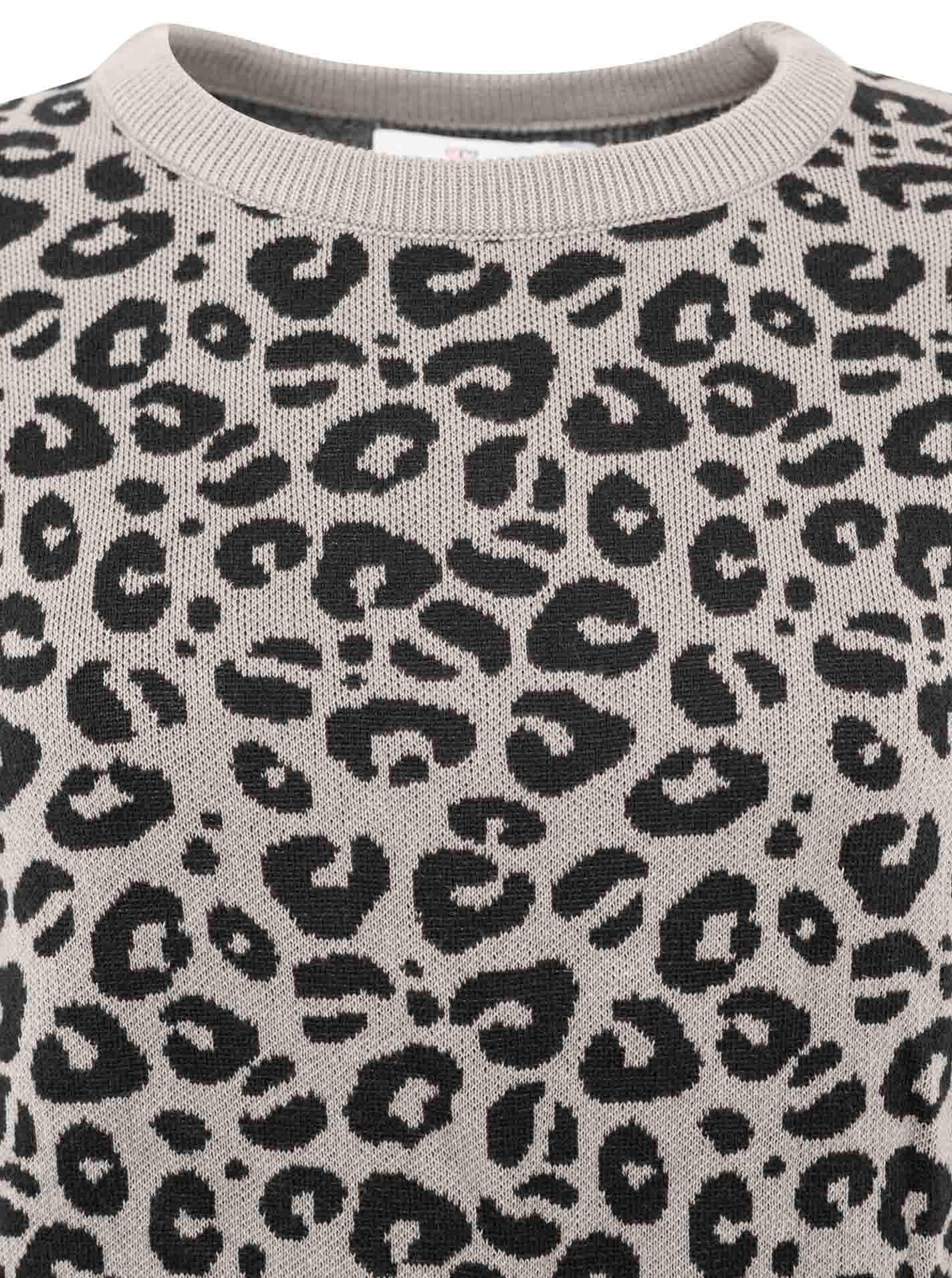 Zwillingsherz Strickpullover »"Gestrickter-Leo"«, Animal-Muster, Rundhalsausschnitt, Langarm, Feinstrick