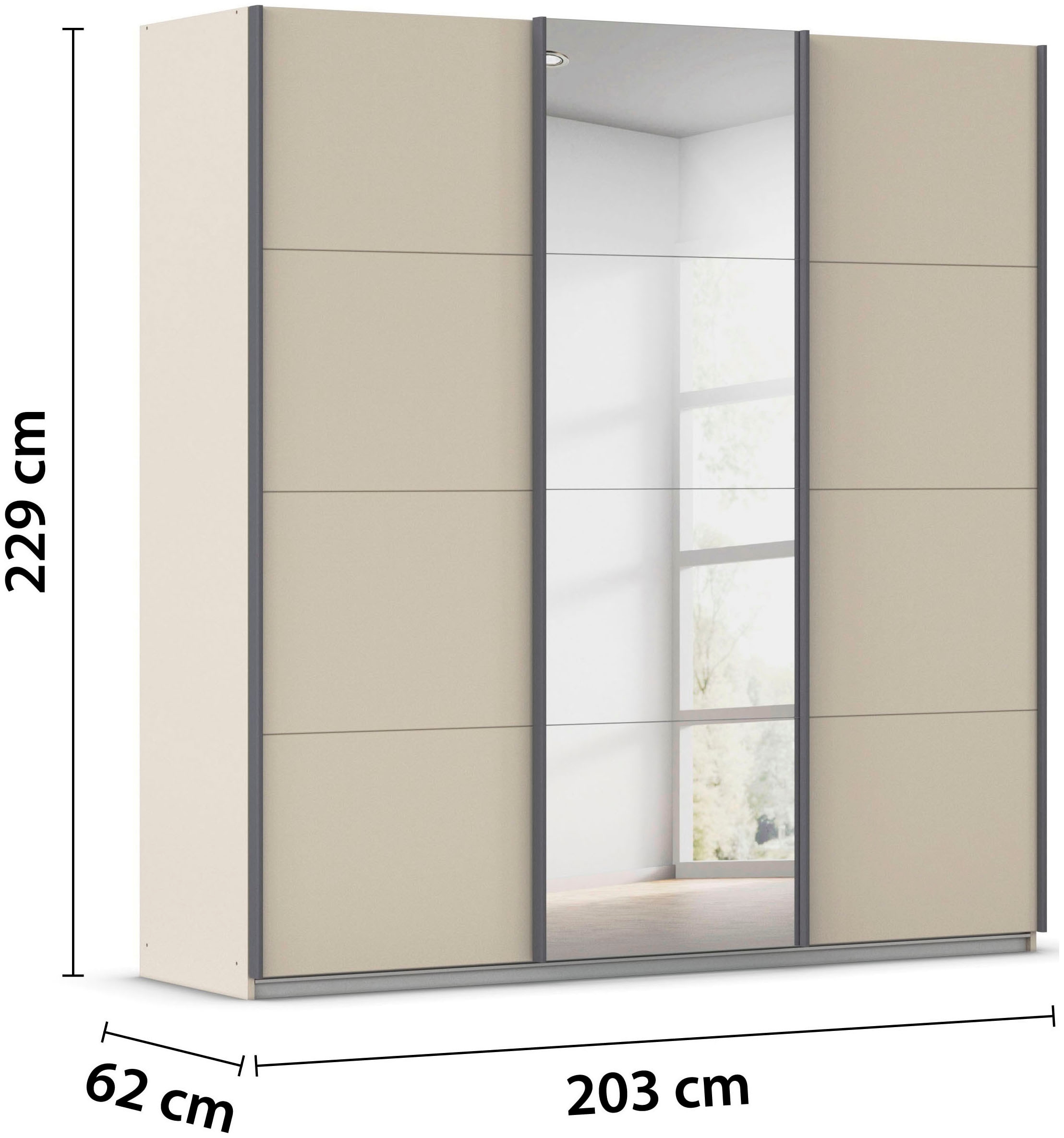 rauch Schwebetürenschrank »Kleiderschrank Schrank OTTO´S CHOICE Garderobe AGORDO«, (in zwei Griff-Farben), Top Innenausstattung, in 4 Breiten und 2 Höhen MADE IN GERMANY