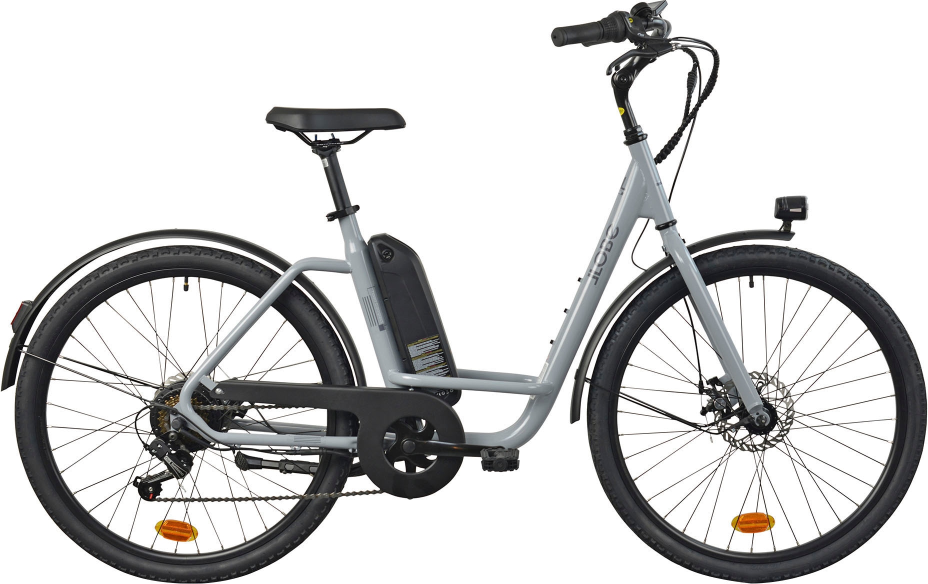 LLobe E-Bike »City E-Bike 26" Town Compact, grau«, 7 Gang, Heckmotor 250 W