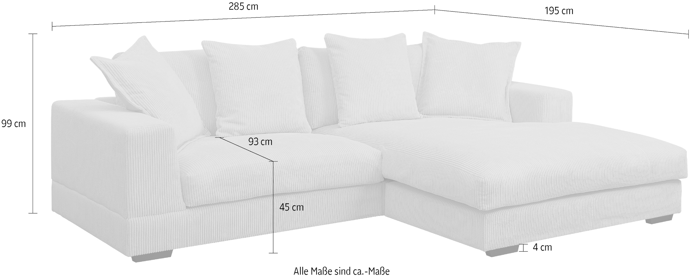 WERK2 Ecksofa »Eldorado L-Form«, Design Ecksofa, besonders weicher Sitzkomfort, extra breite Ottomane