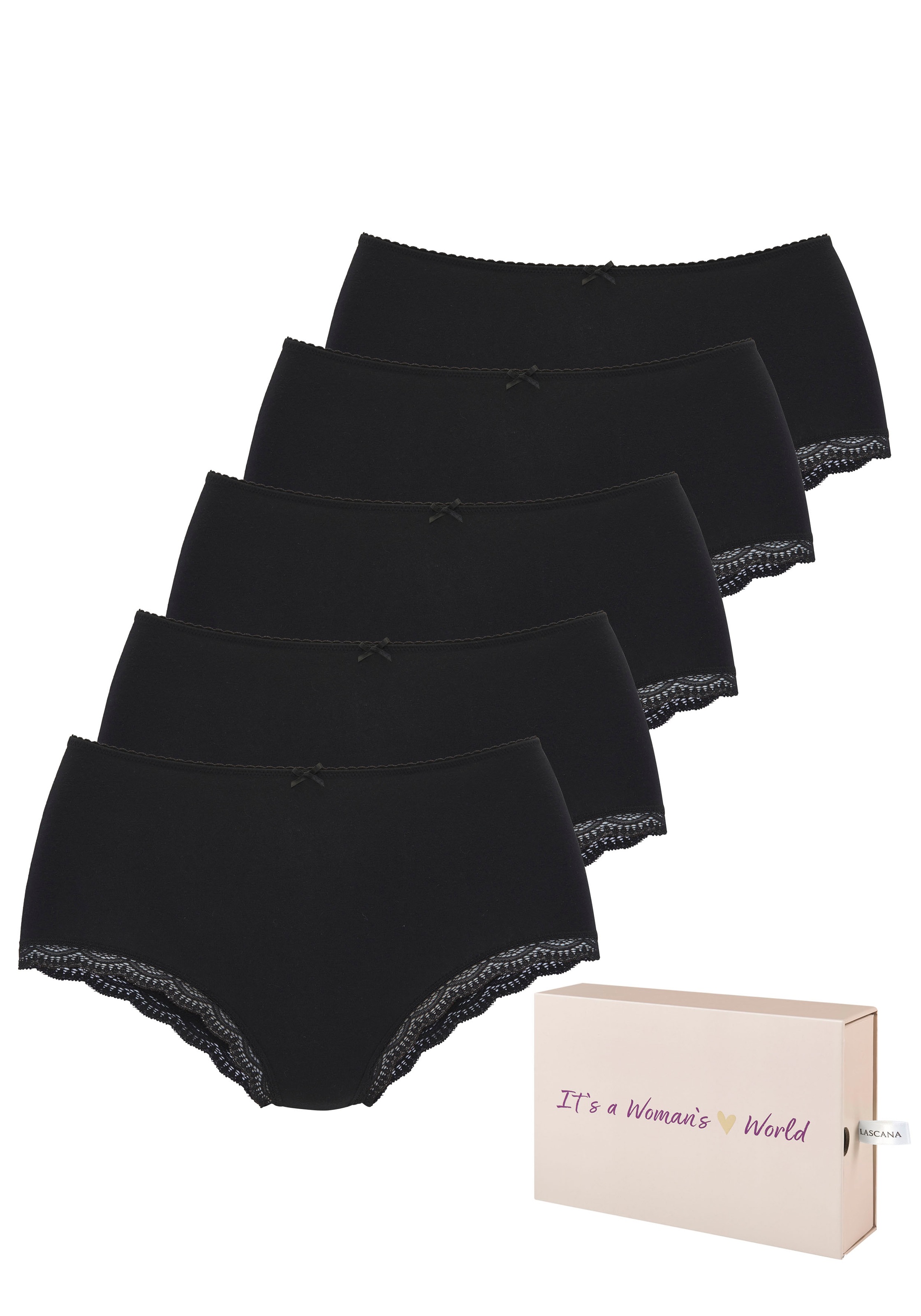 LASCANA Damen Taillenslip, Gr. 44schwarz, Single Jersey, Obermaterial: 95% Baumwolle, 5% Elasthan, unifarben, Unterhosen, aus elastischer Baumwolle