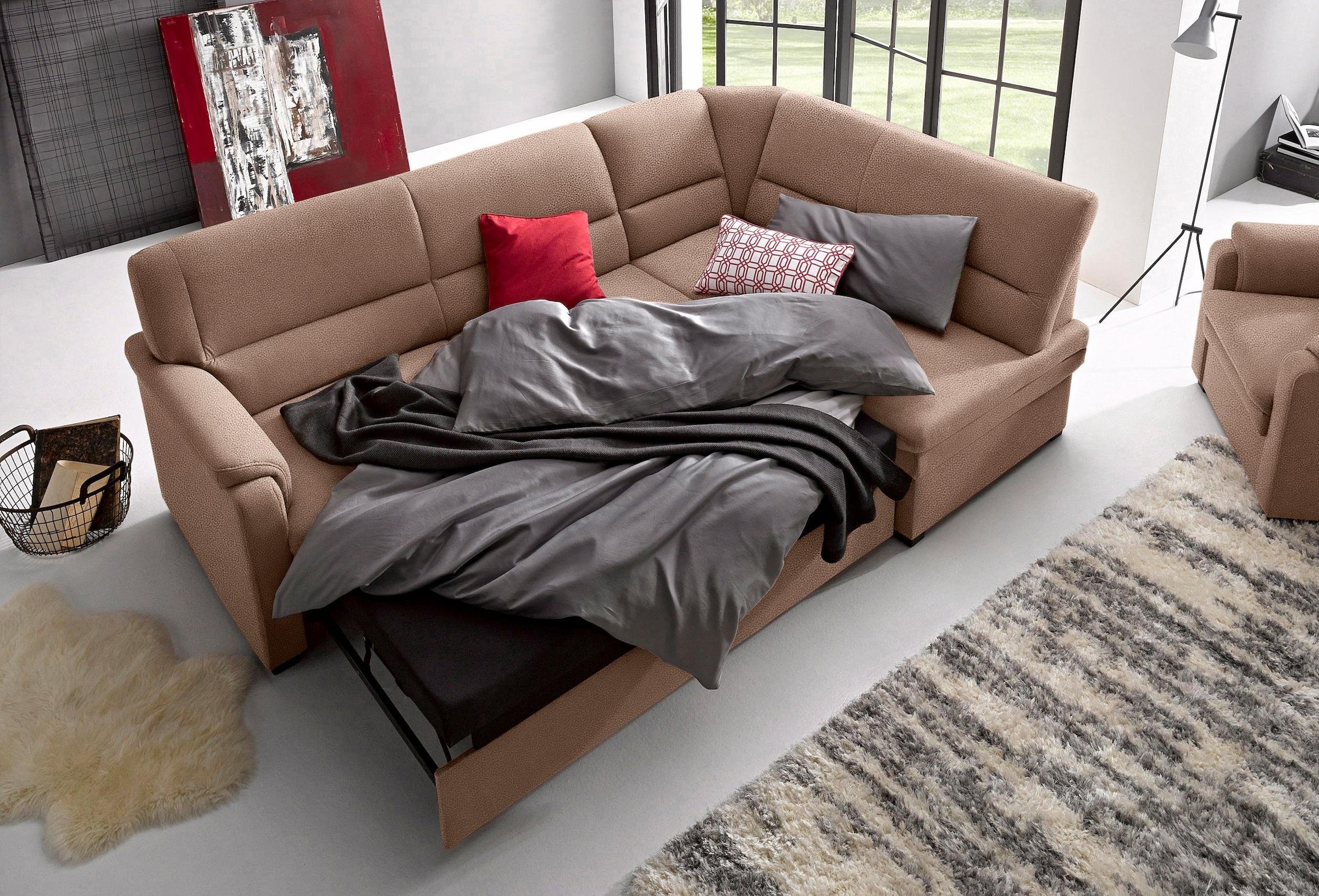 sit&more Ecksofa "Pisa L-Form", mit Federkern, wahlweise mit Bettfunktion