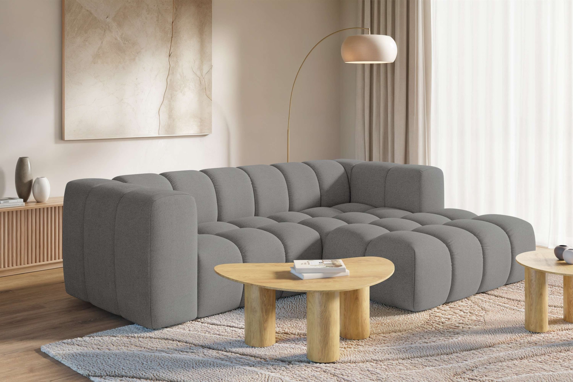 homsy by Ana Johnson Ecksofa ""L" BOUBELLE L-Form, Design-Sofa, Bubble-Optik, Breite 247 cm" hoher Sitzkomfort dank Wellenunterfederung, L Sitztiefe 63 cm