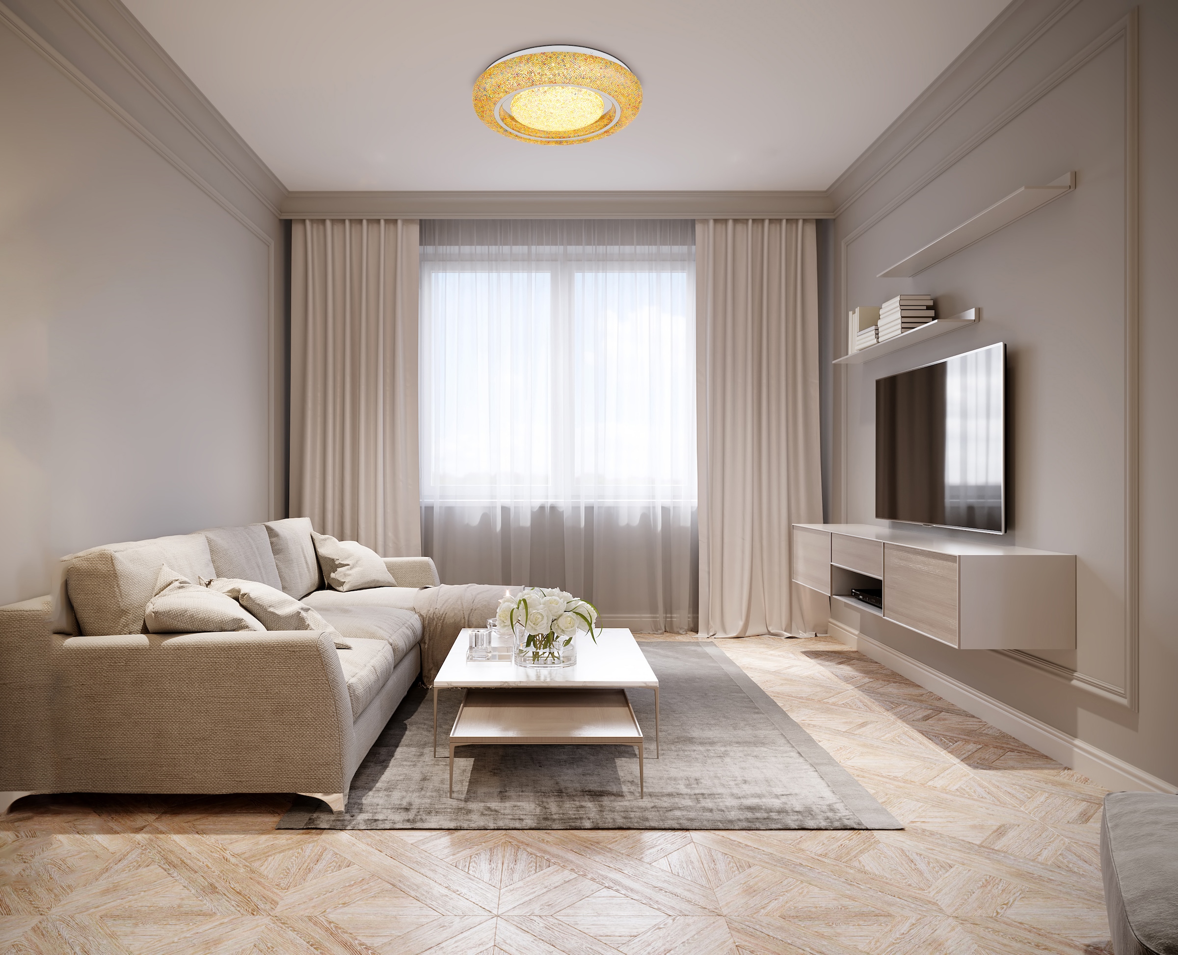 GLOBO LIGHTING LED Deckenleuchte »RADA«, Leuchtmittel LED-Modul | LED fest integriert, Deckenlampe/rund/Wohnzimmer/Schlafzimmer/Kristalle bunt