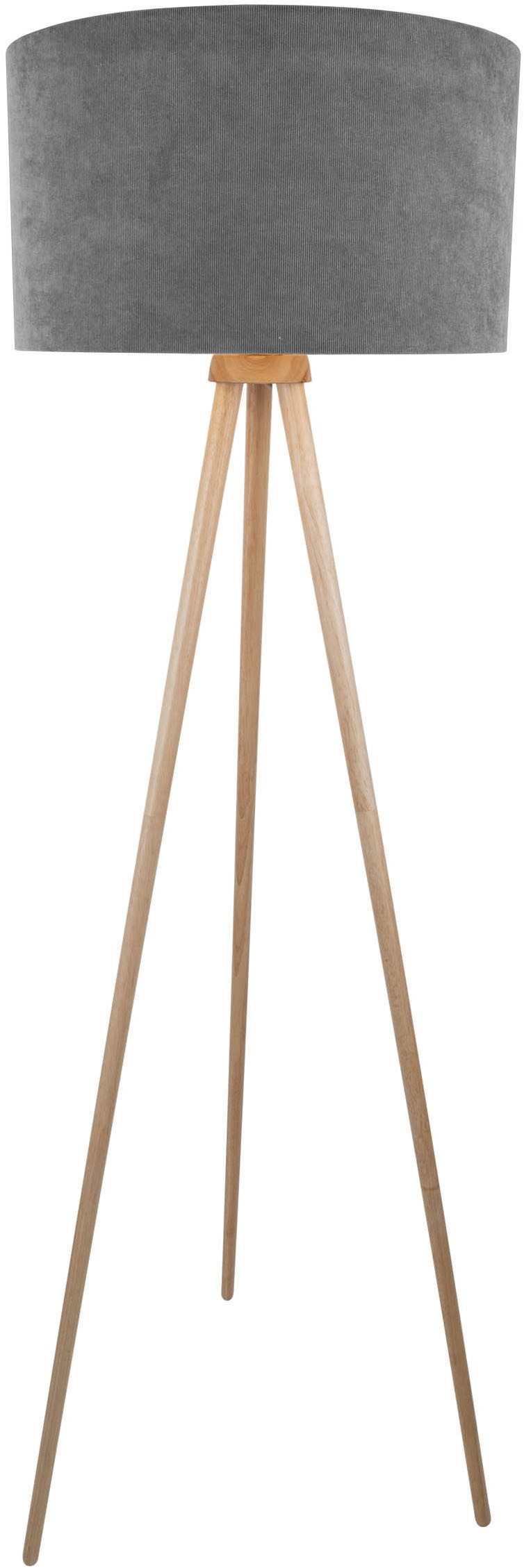 OTTO home Stehlampe »Torell« E27 1 Stk. Schirm mit Cordbezug, Dreibein aus Holz, 1x E27 exkl., Zuleitung 300cm