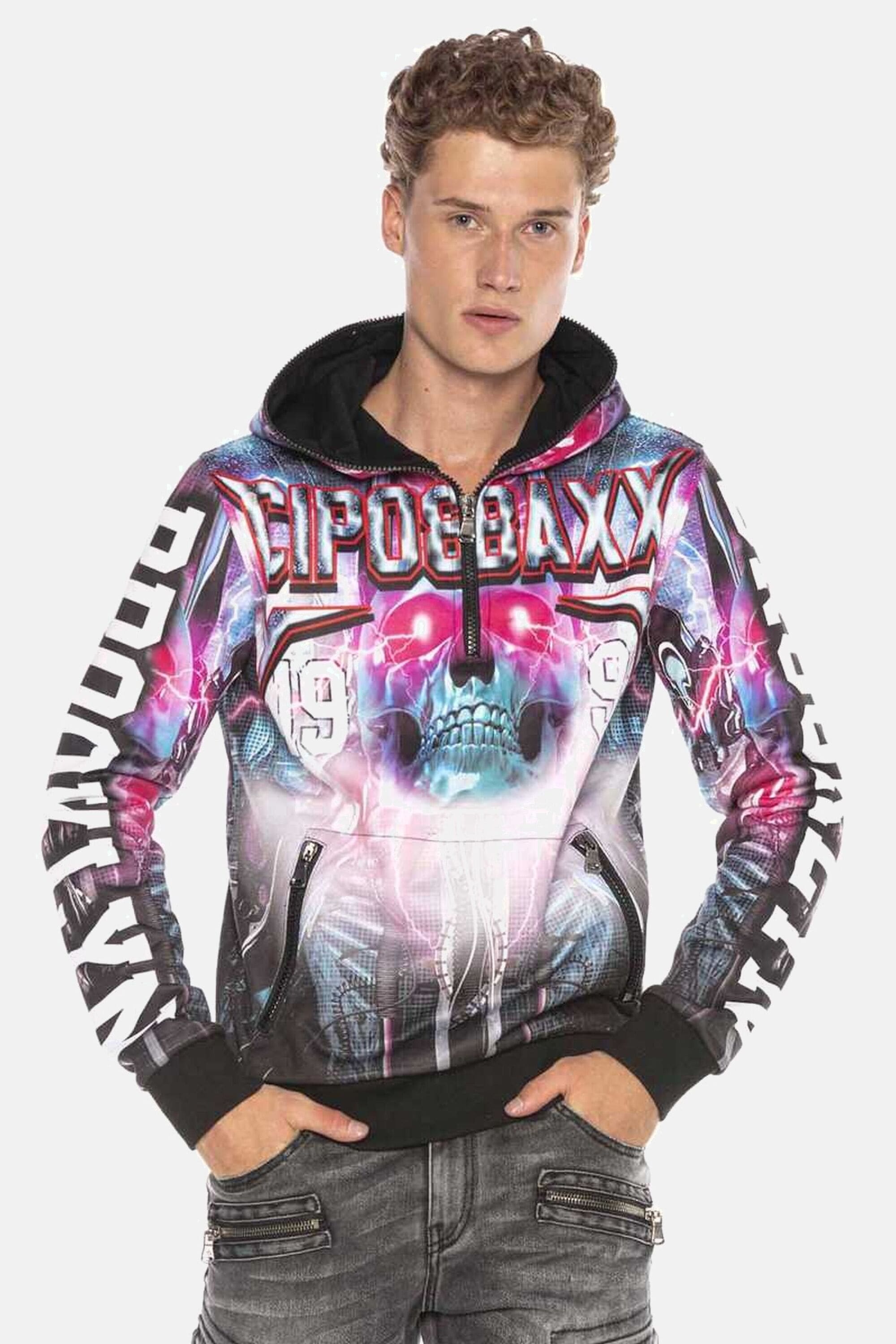 Cipo & Baxx Kapuzensweatshirt »Sweatshirts«, mit auffälligem Allover-Printdesign, CL416