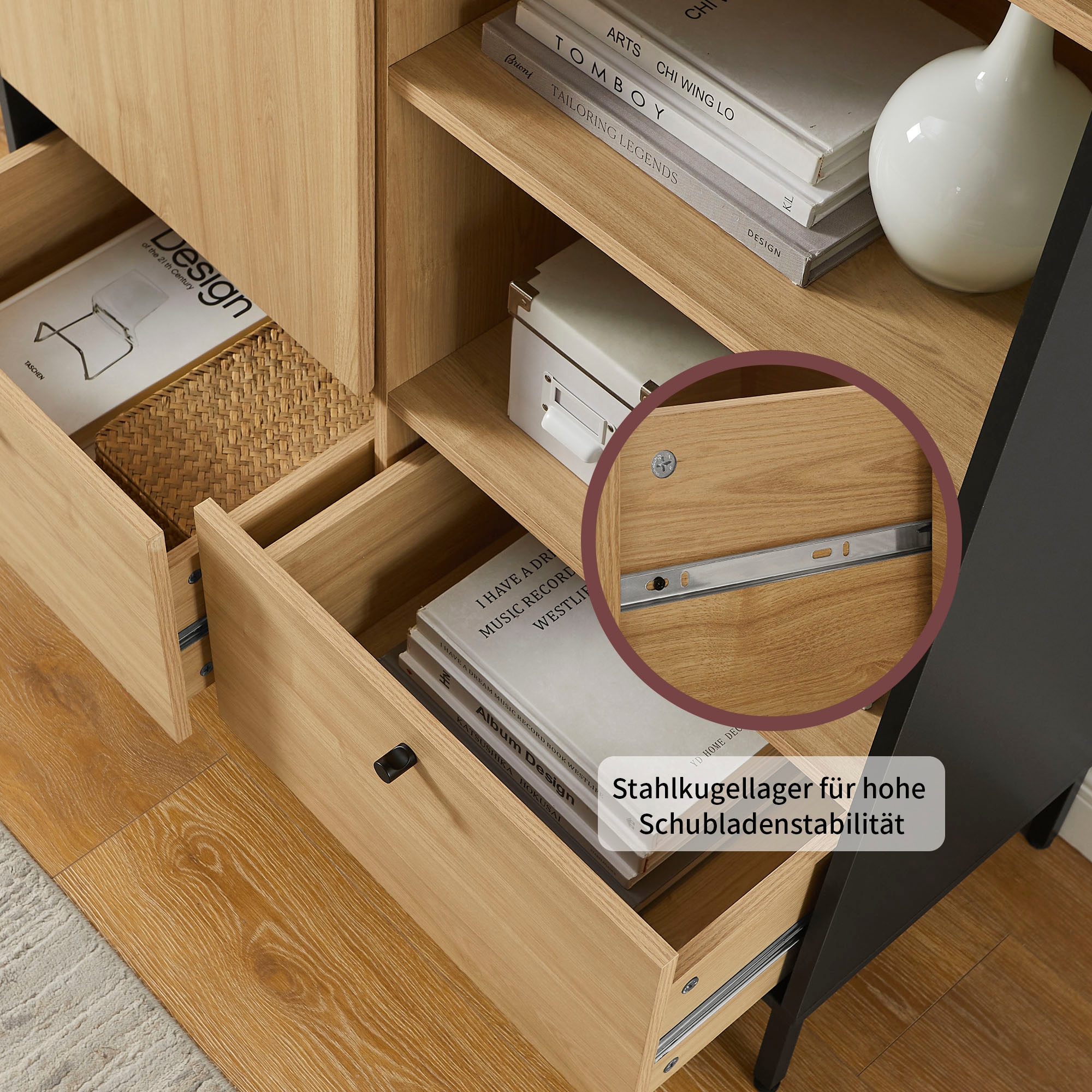 OTTO home Highboard »Tayler«, pflegeleichte Melaminoberfläche, Metallgestell, Breite 100 cm