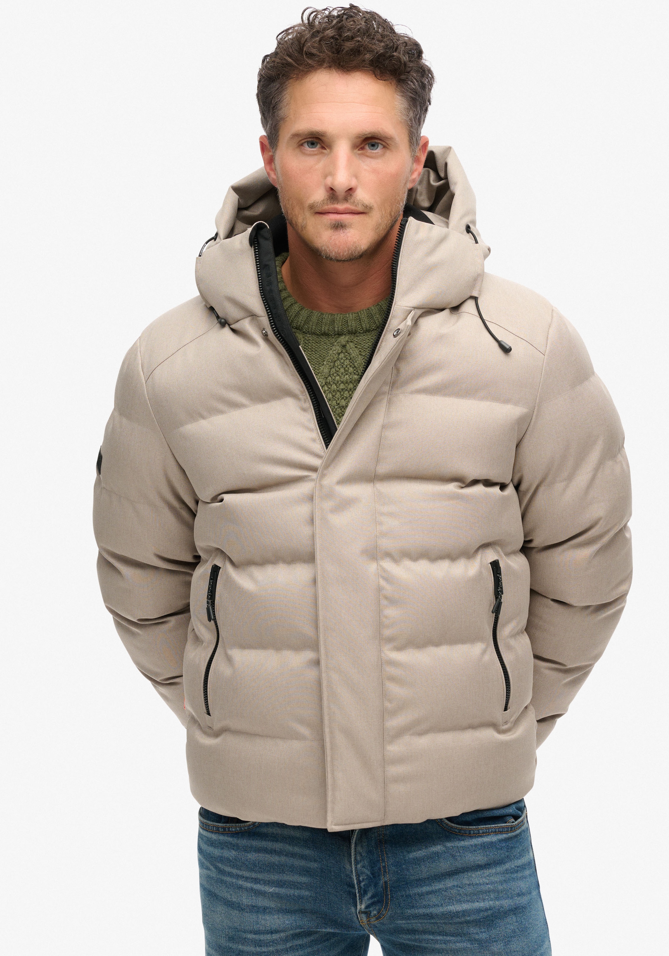 Superdry Steppjacke »HOODED TWEED SPORTS PUFFER JKT«, mit Kapuze