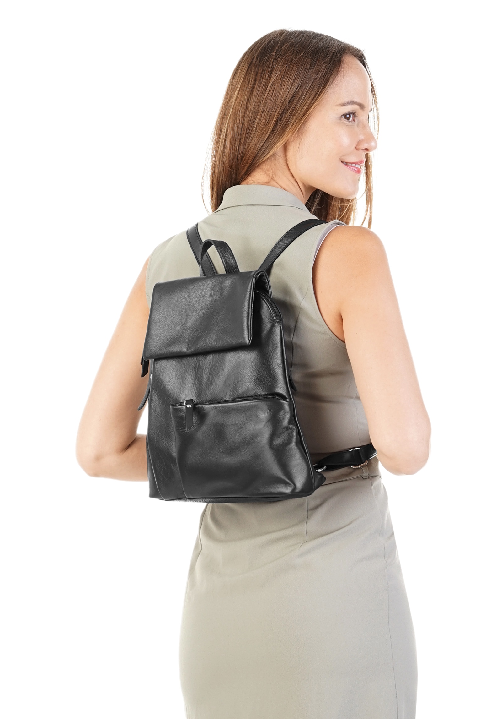 Cluty Cityrucksack, echt Leder, Made in Italy