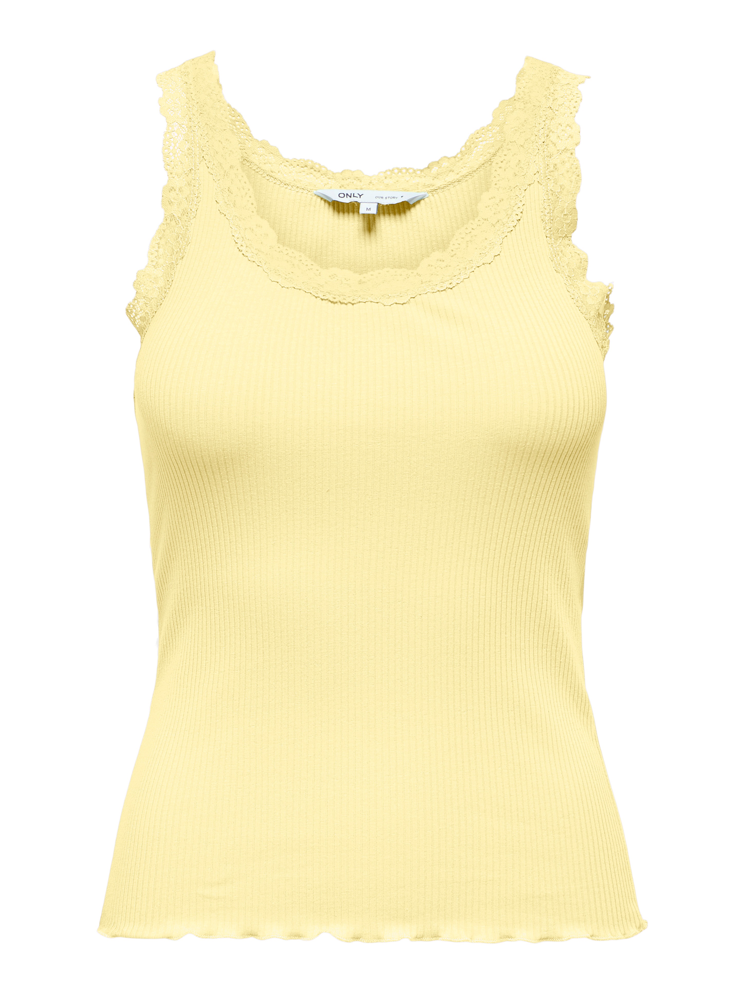 Thumbnail - ONLY Tanktop "ONLSARA – Tanktop mit Spitzendetail am Ausschnitt" regular fit, modisch, Jersey, Rippware, Rundhals