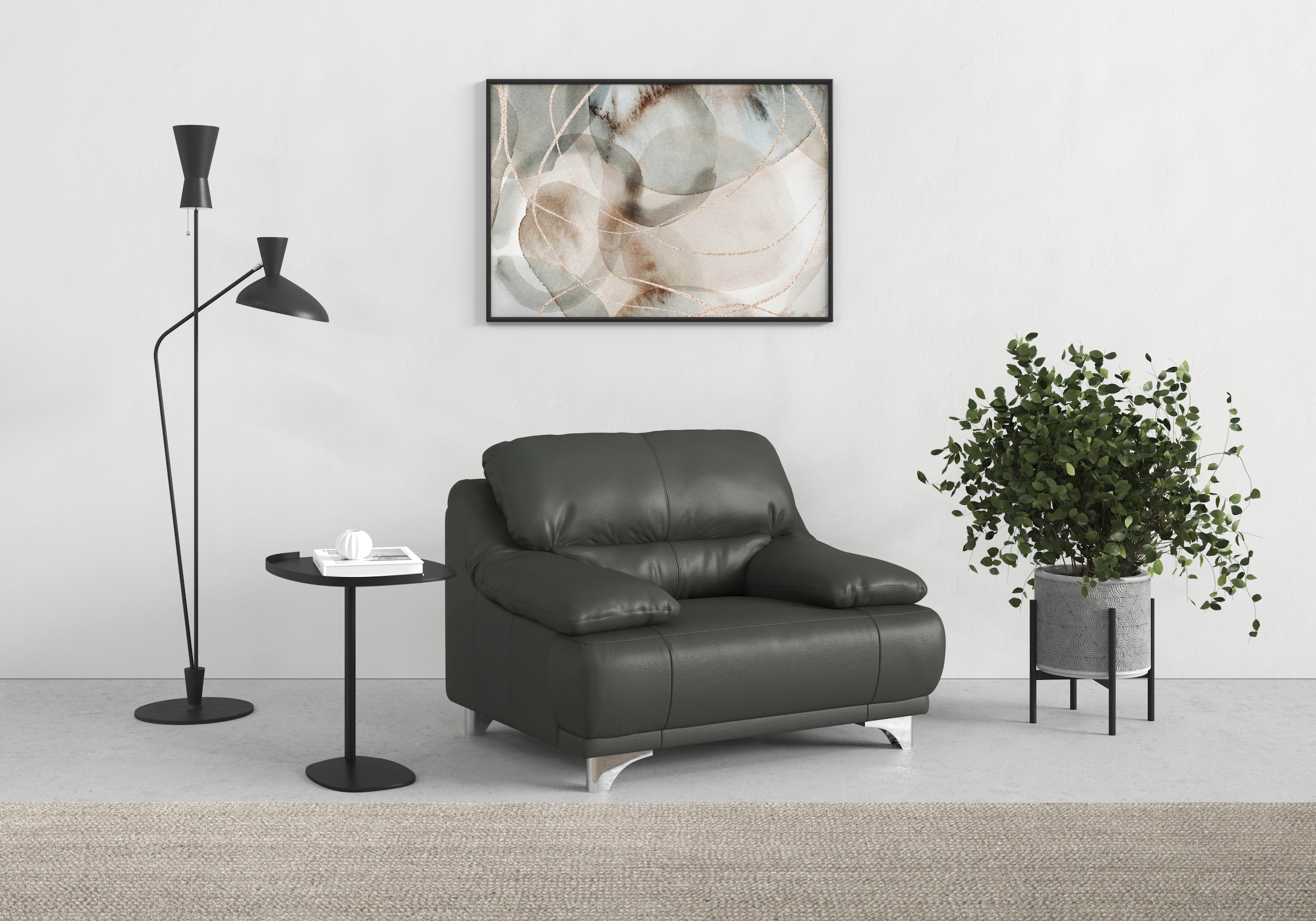 Sessel COTTA, B:118cm H:86cm T:93cm, grau, Wohnzimmer, Sessel, "Maranello"