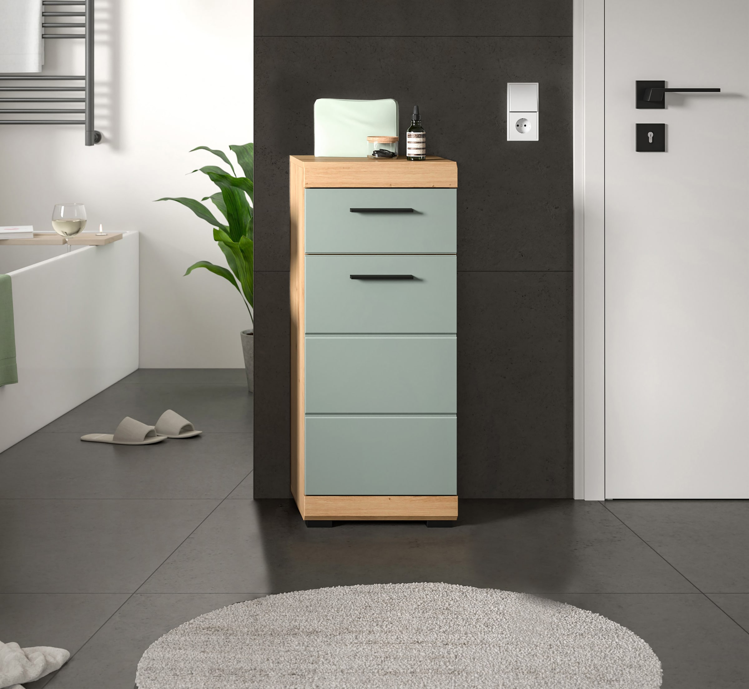 INOSIGN Unterschrank »Siena, Breite 37cm, 1 Tür, 1 Schubkasten, 2 Fächer, MDF-Front«, (1 St.), in verschiedenen Farben erhältlich, Badmöbel, Badschrank, Kommode, Bad