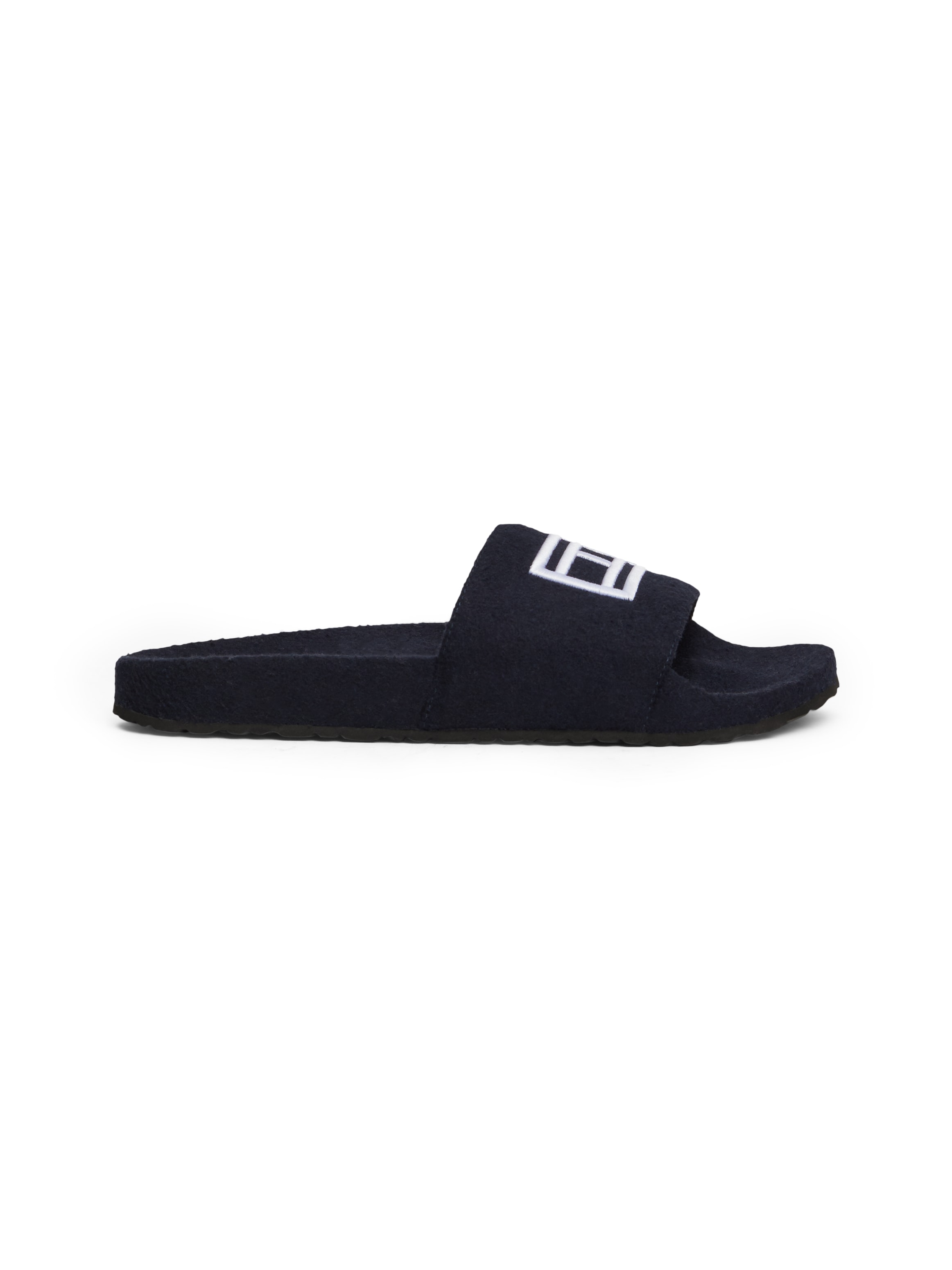 Tommy Hilfiger Pantolette »FLAG WARM HILIFGER POOL SLIDE«,Poolslide,Badepantolette,Hausschuh mit Kontrast-TH-Logo, schmale Form