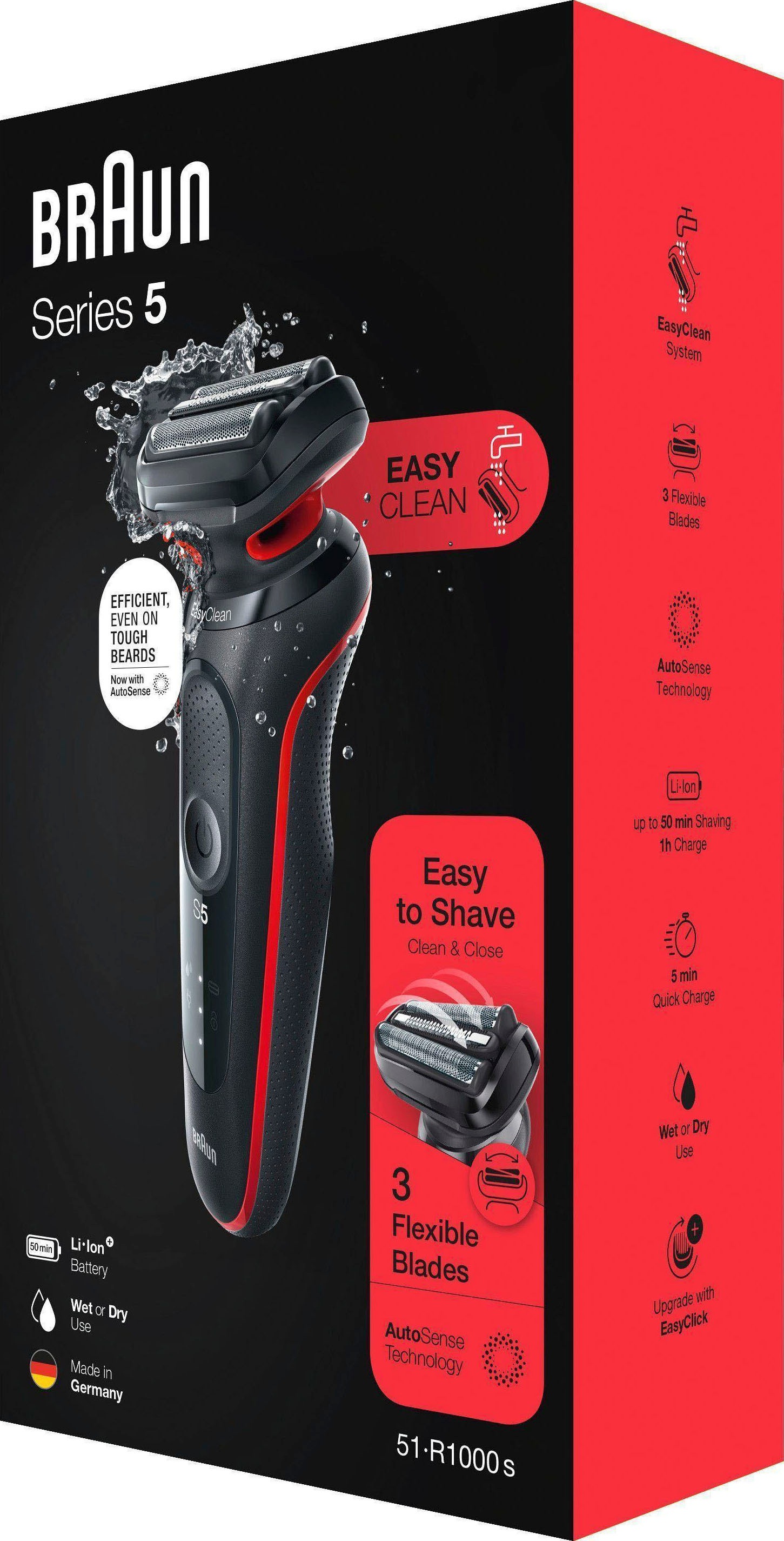 EasyClean, Elektrorasierer 51-R1000s«, BAUR Wet&Dry 5 »Series Braun |