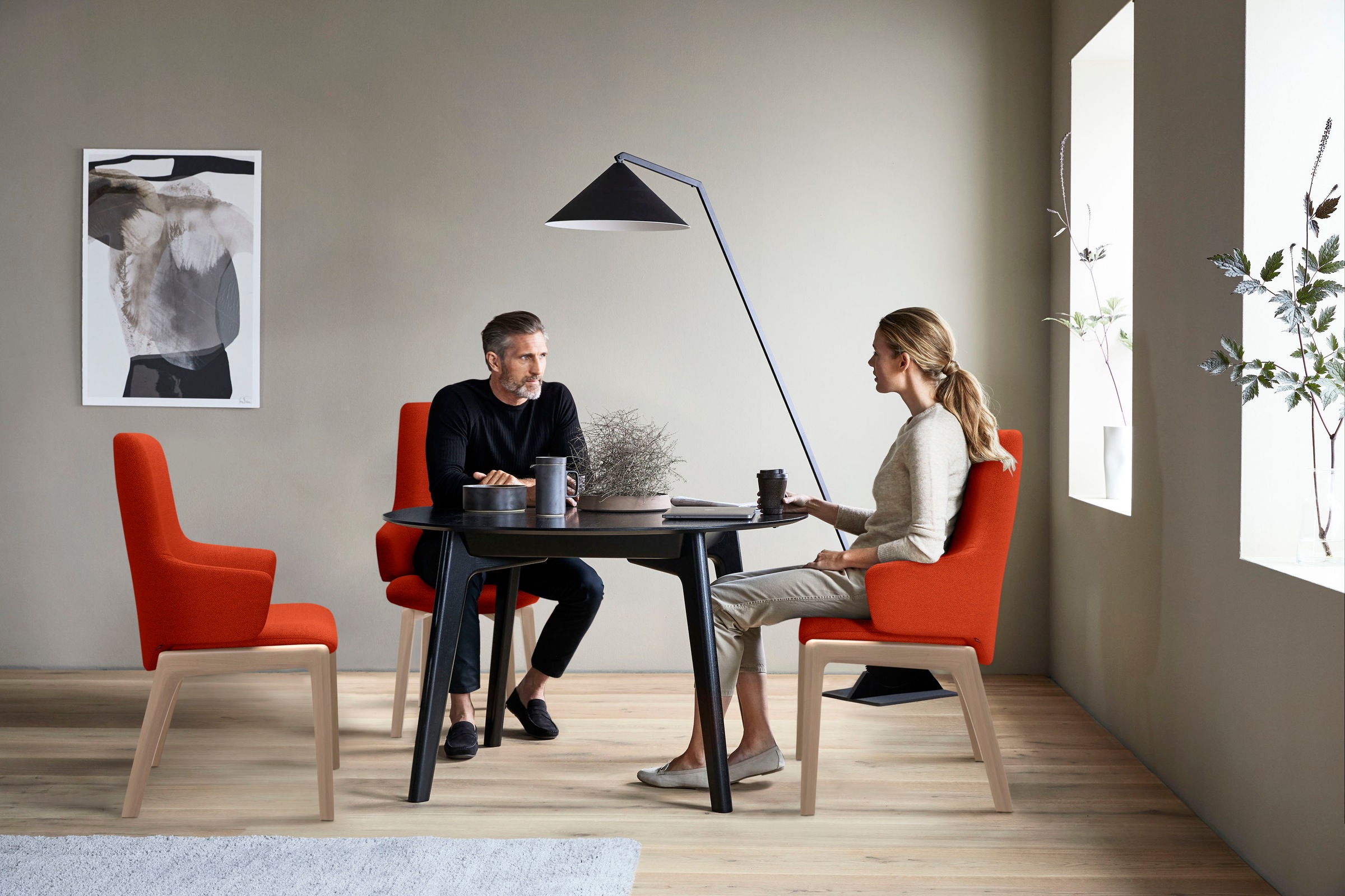 Stressless® Polsterstuhl »Laurel«, ROHLEDER Stoff Q2 FARON, High Back mit Armlehne, Größe L, mit abgerundeten Beinen in Eiche