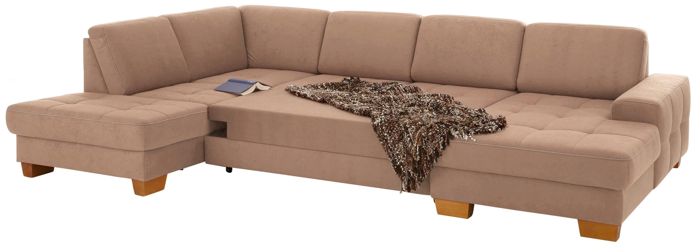Wohnlandschaft HOME AFFAIRE "Puccini U-Form", braun, B:340cm H:86cm T:224cm, Luxus-Microfaser (100% Polyester);Luxus-Microfaser ALTARA NUBUCK (100% Polyester);Luxus-Microfaser Lederoptik (100% Polyester), Sofas, Wohnlandschaft, mit Federkern, Sitztiefenve 6