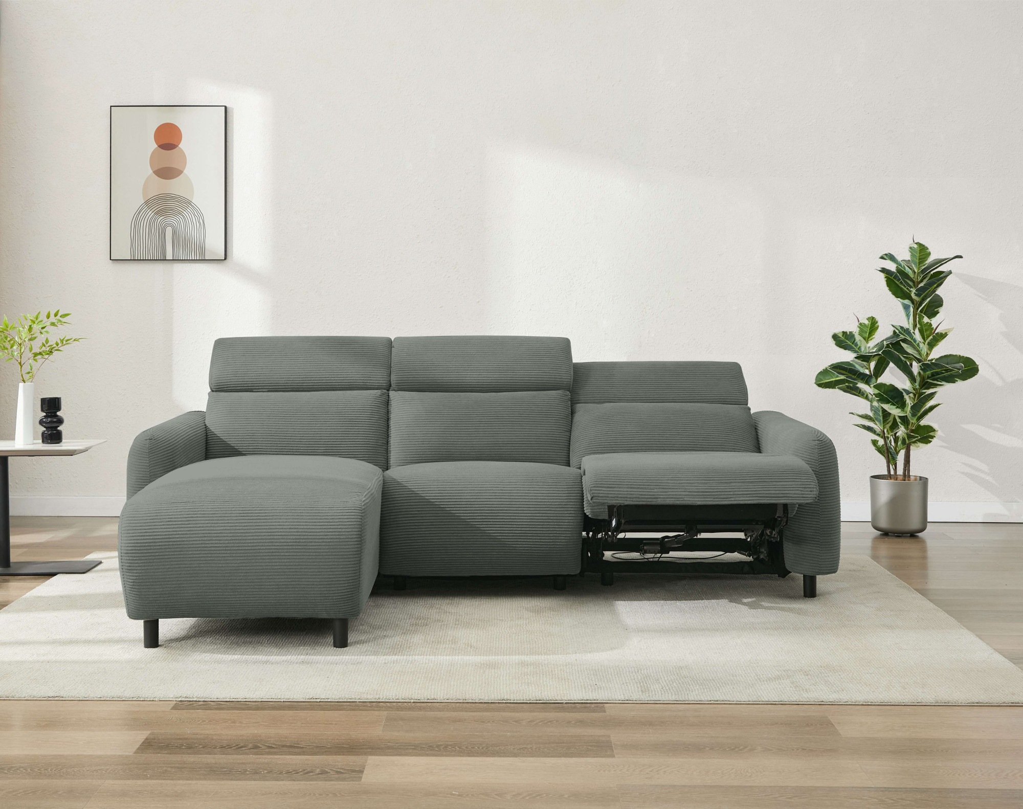 Home affaire Ecksofa "SKAANE in Cord, L-Form, 274 cm, manuelle u. elektrisc günstig online kaufen