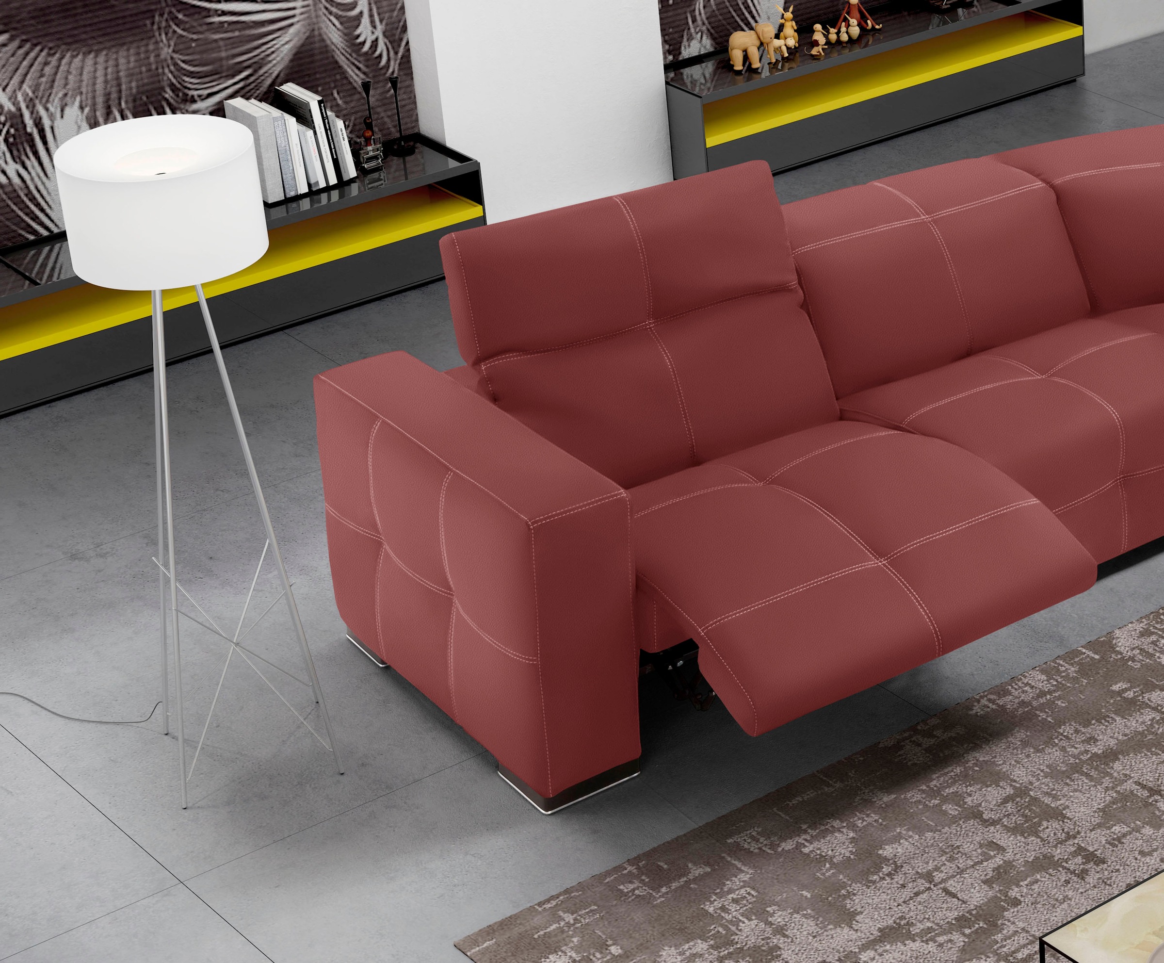 Ecksofa EGOITALIANO "Sauvanne, Designsofa der Extraklasse, elegant und bequem", rot (burgundy), B:300cm H:100cm T:274cm, Leder »BULL« (echtes Rindsleder). Geschliffenes, pigmentiertes und behandeltes Rindsleder mit einer Dicke von 1, 3-1, 5 mm. Dieses Led 6