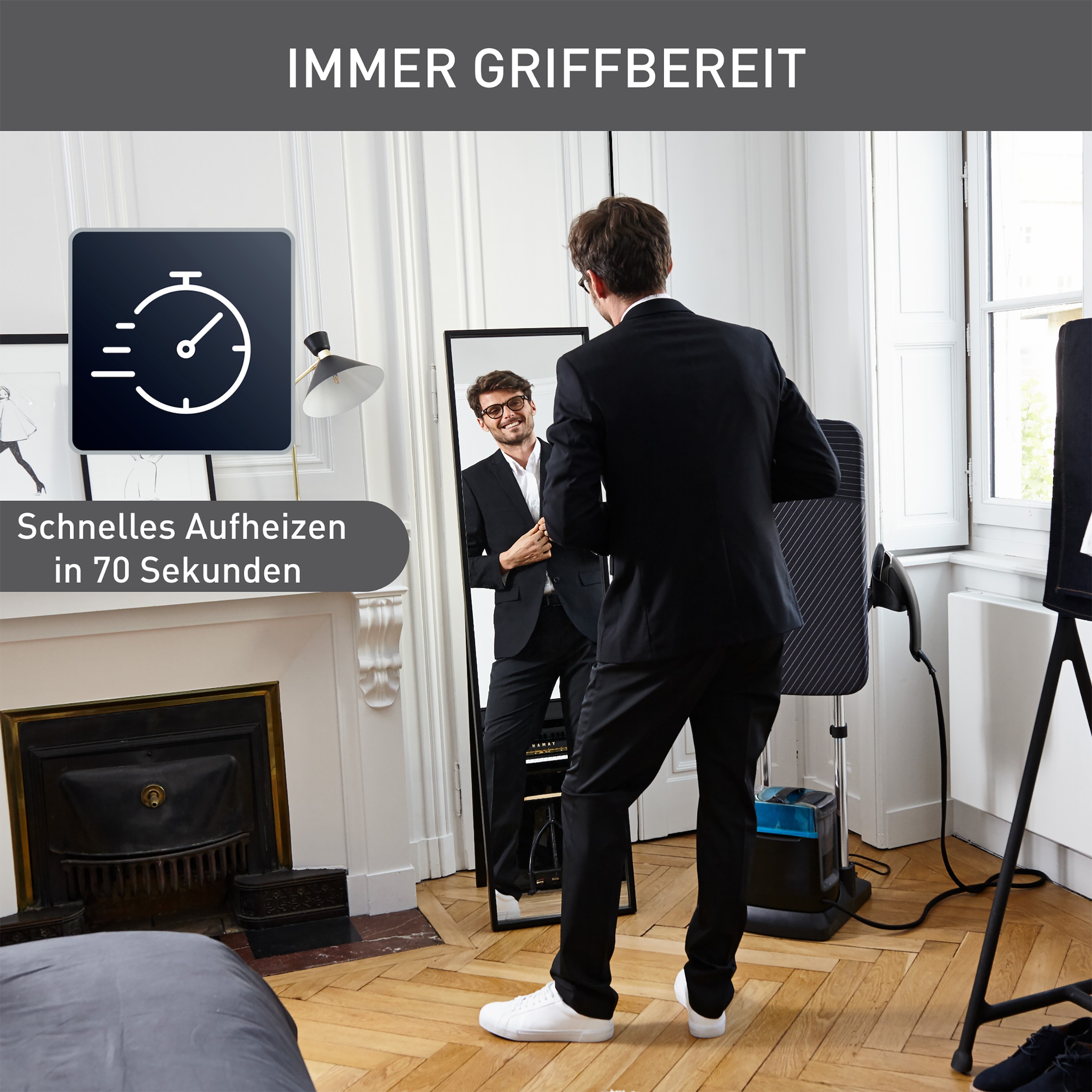 Tefal Dampfglätter »IXEO Power« 2170 W 3-Positionen Smart Board, abnehmbare Basis, Hochdruckdampf-Technologie