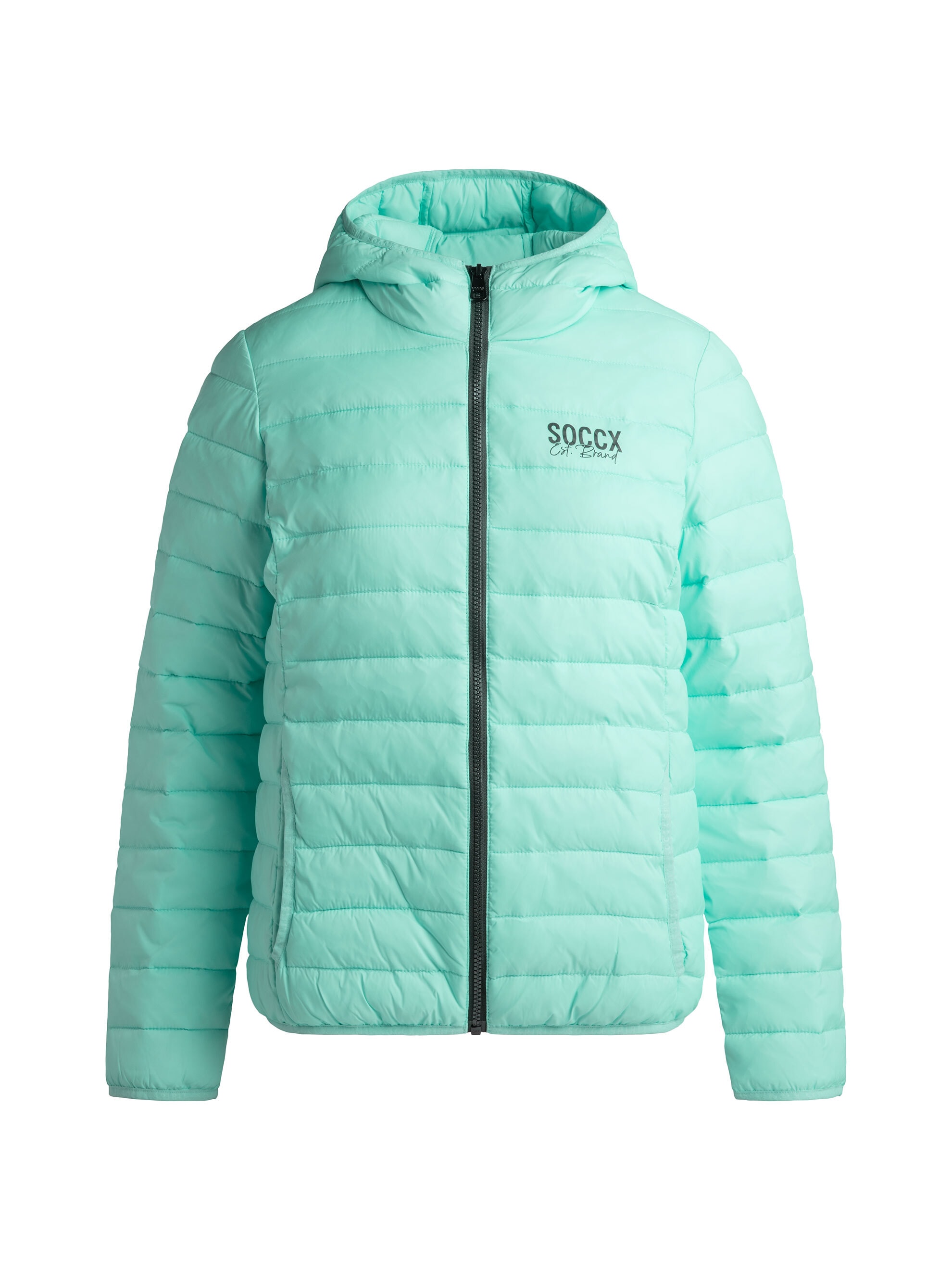 SOCCX Outdoorjacke mit Kapuze mit elastischem Saumabschluss