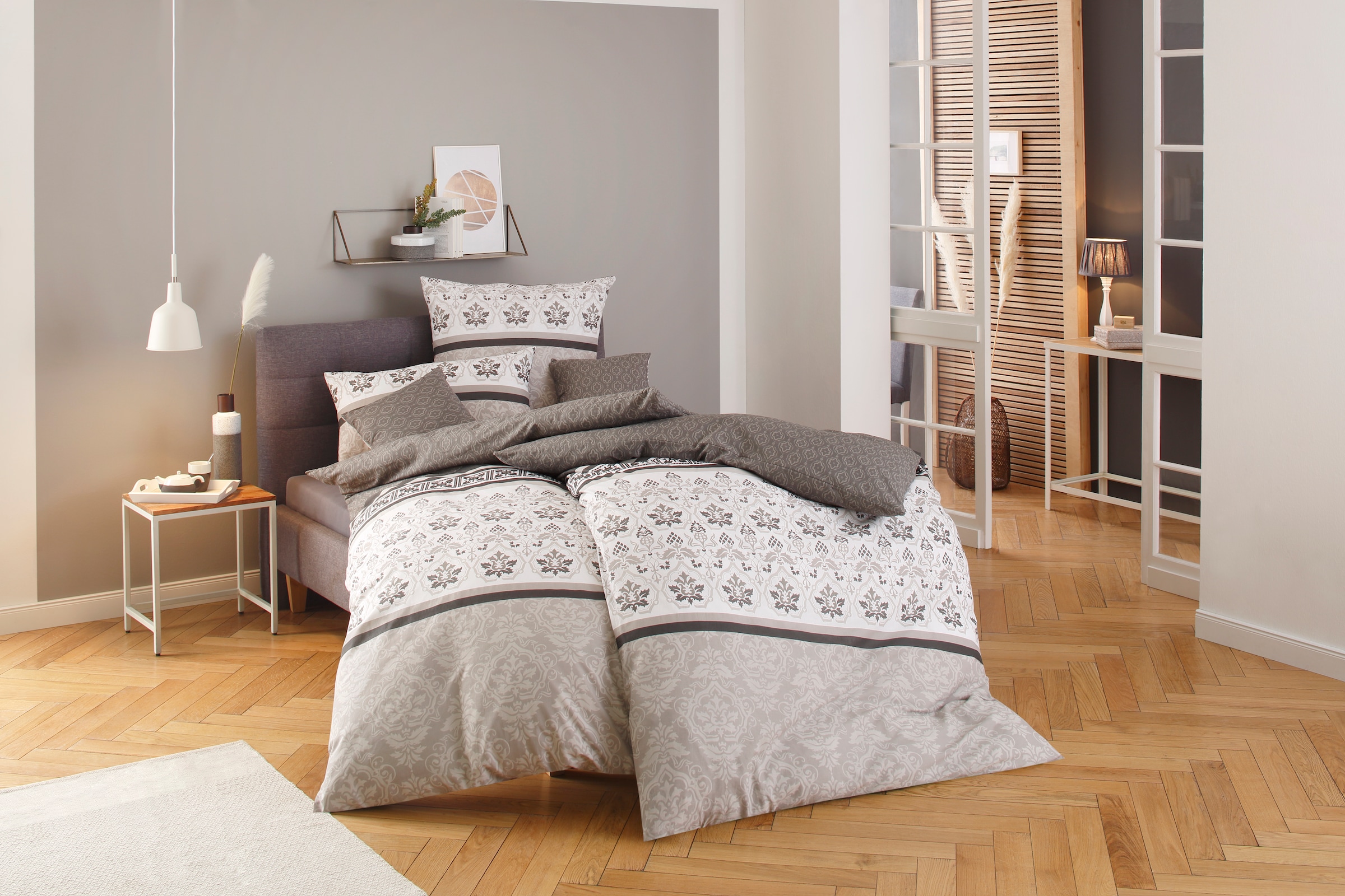 Home affaire Bettwäsche »Cremona in Renforcé, Biber (Flanell) und PolyCotton Qualität, romantisch, verspielte Ornamente, geeignet im Winter & Sommer, Landhausstil«, (2 tlg.)