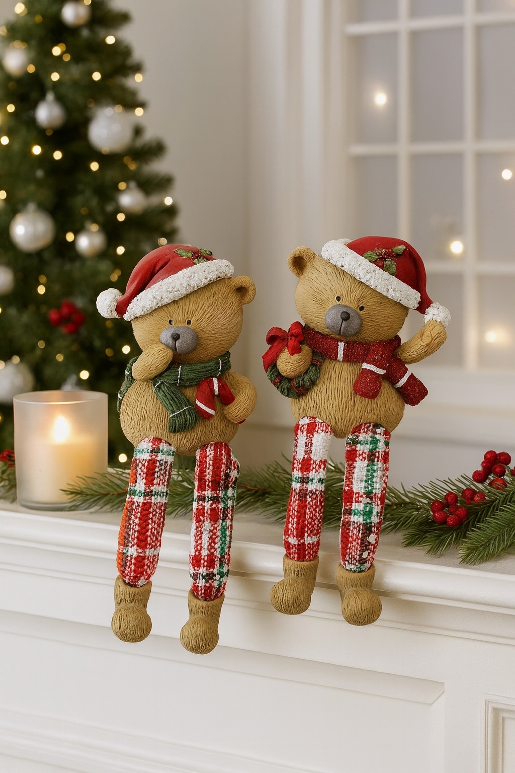 I.GE.A. Dekofigur "Kantenhocker Bär" 2er Set Figur Statue Weihnachtsfigur O günstig online kaufen