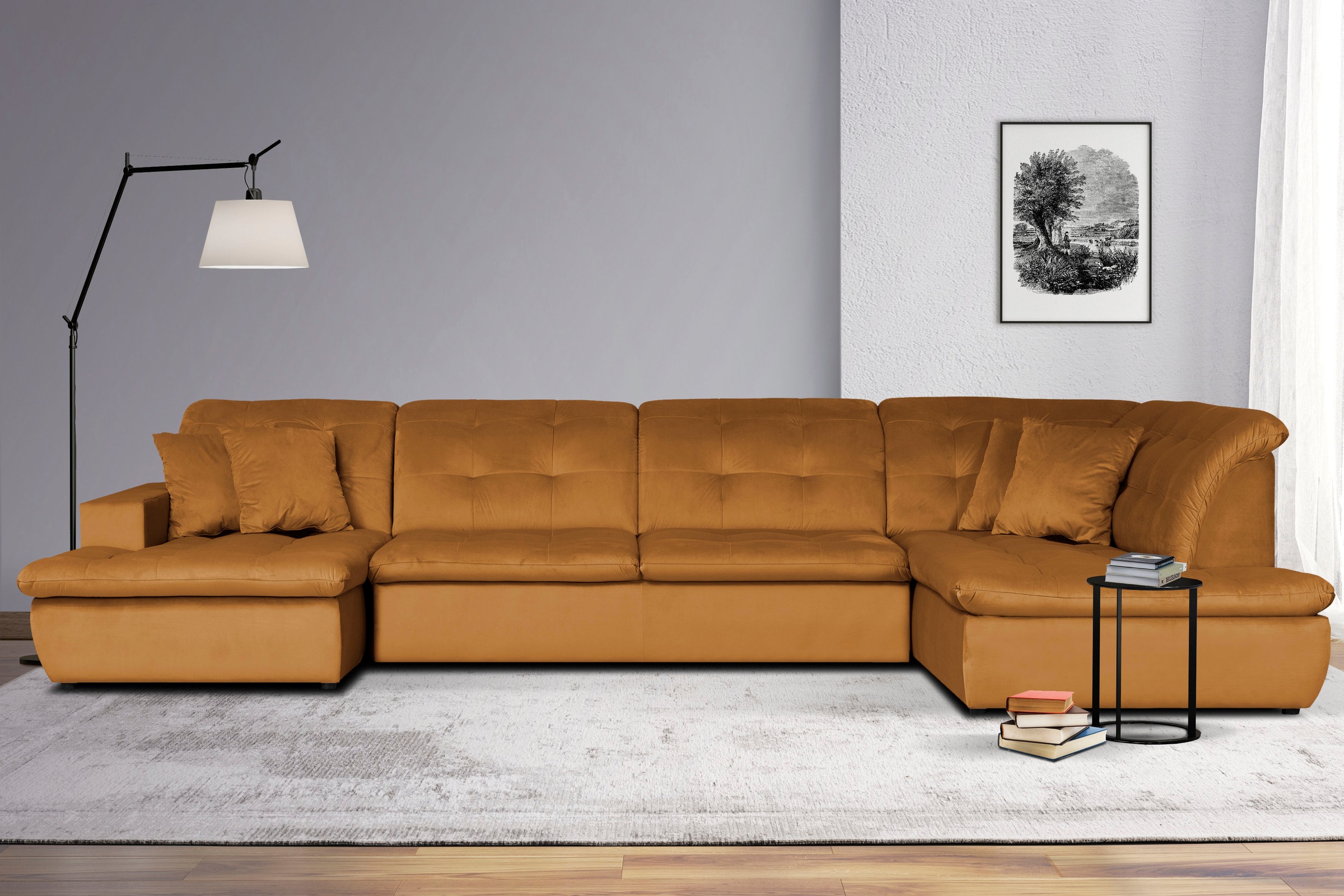 INOSIGN Wohnlandschaft »BRISBANE NEU U-Form«, mit feiner Steppung, Matten-Optik, incl. Zierkissen