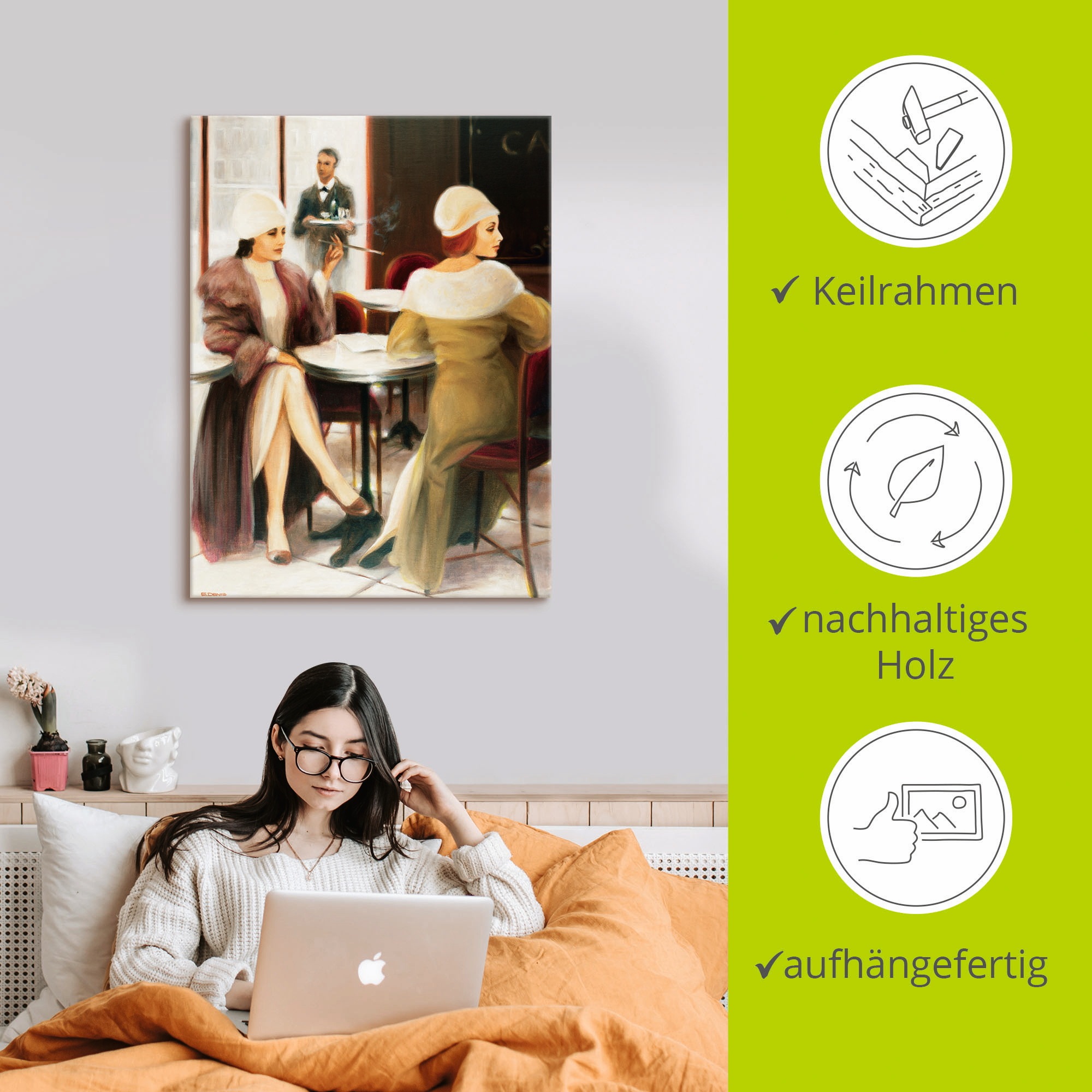 Artland Wandbild »Cafe I«, Frau, (1 St.), als Leinwandbild, Poster in verschied. Größen