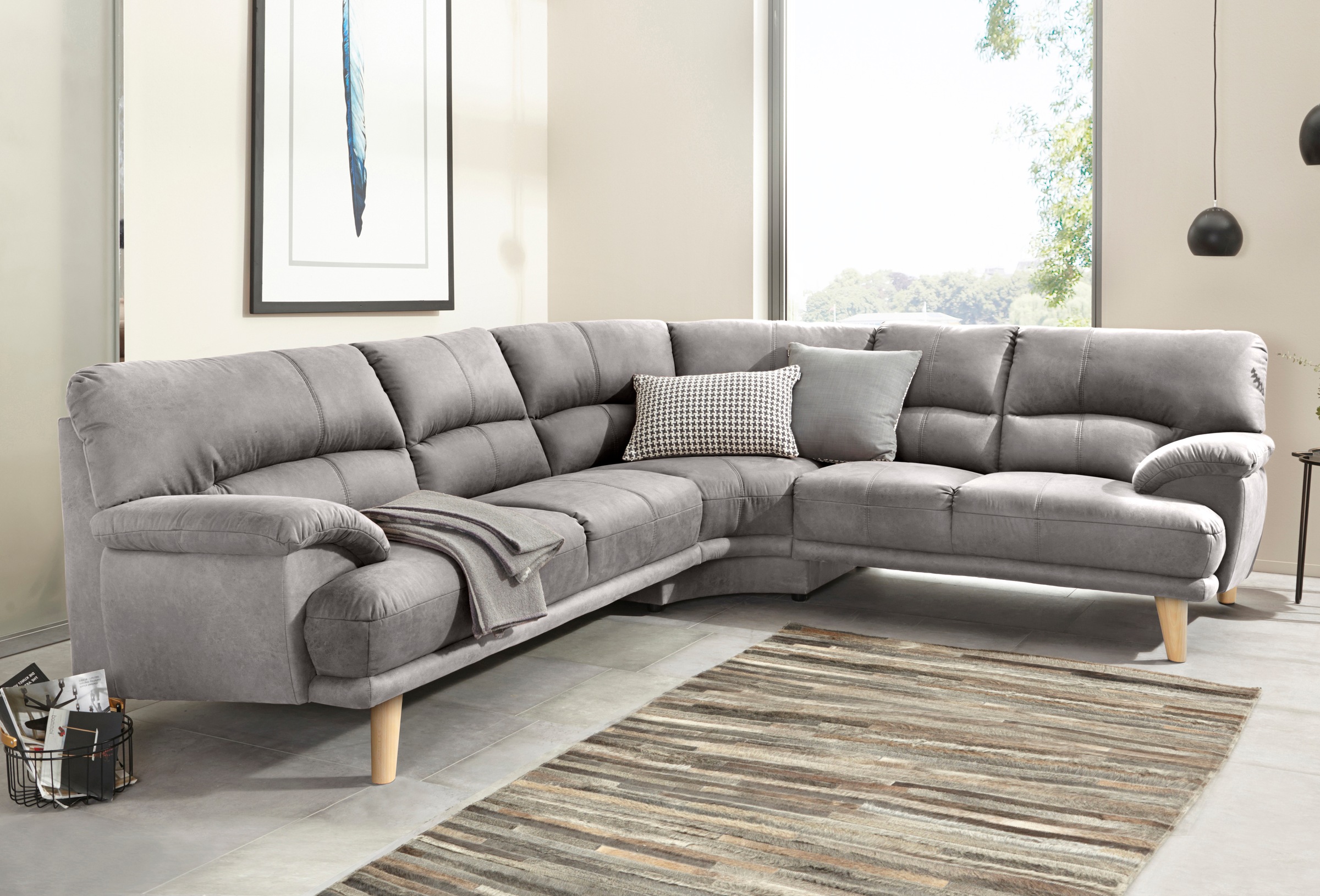 TRENDMANUFAKTUR Polsterecke »Cecilia, italienisches Designsprache, modern und komfortabel, L-Form,«, toller Sitzkomfort und bequeme Armlehnen