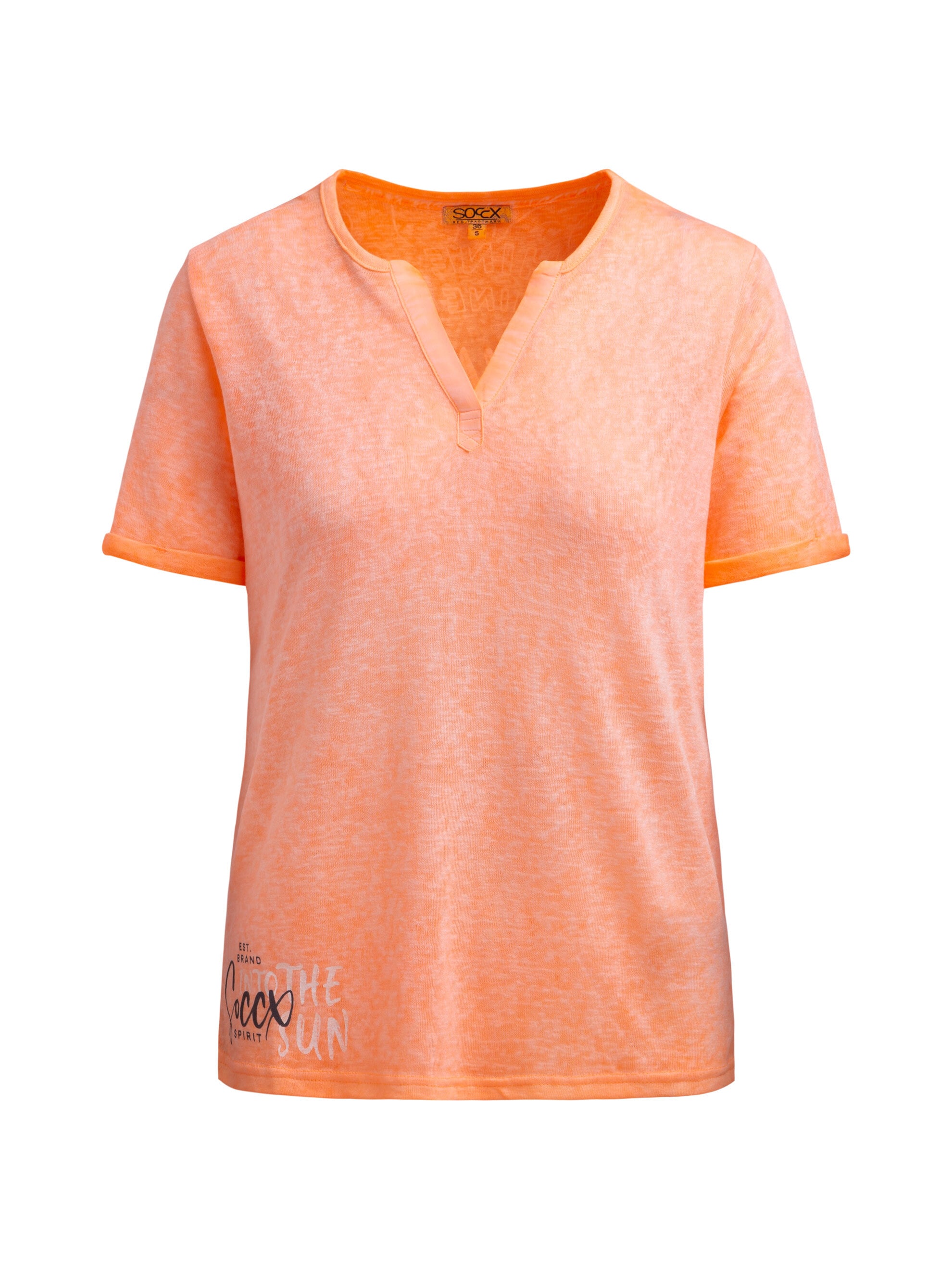 SOCCX V-Shirt mit fixierten Turn-Up-Ärmeln