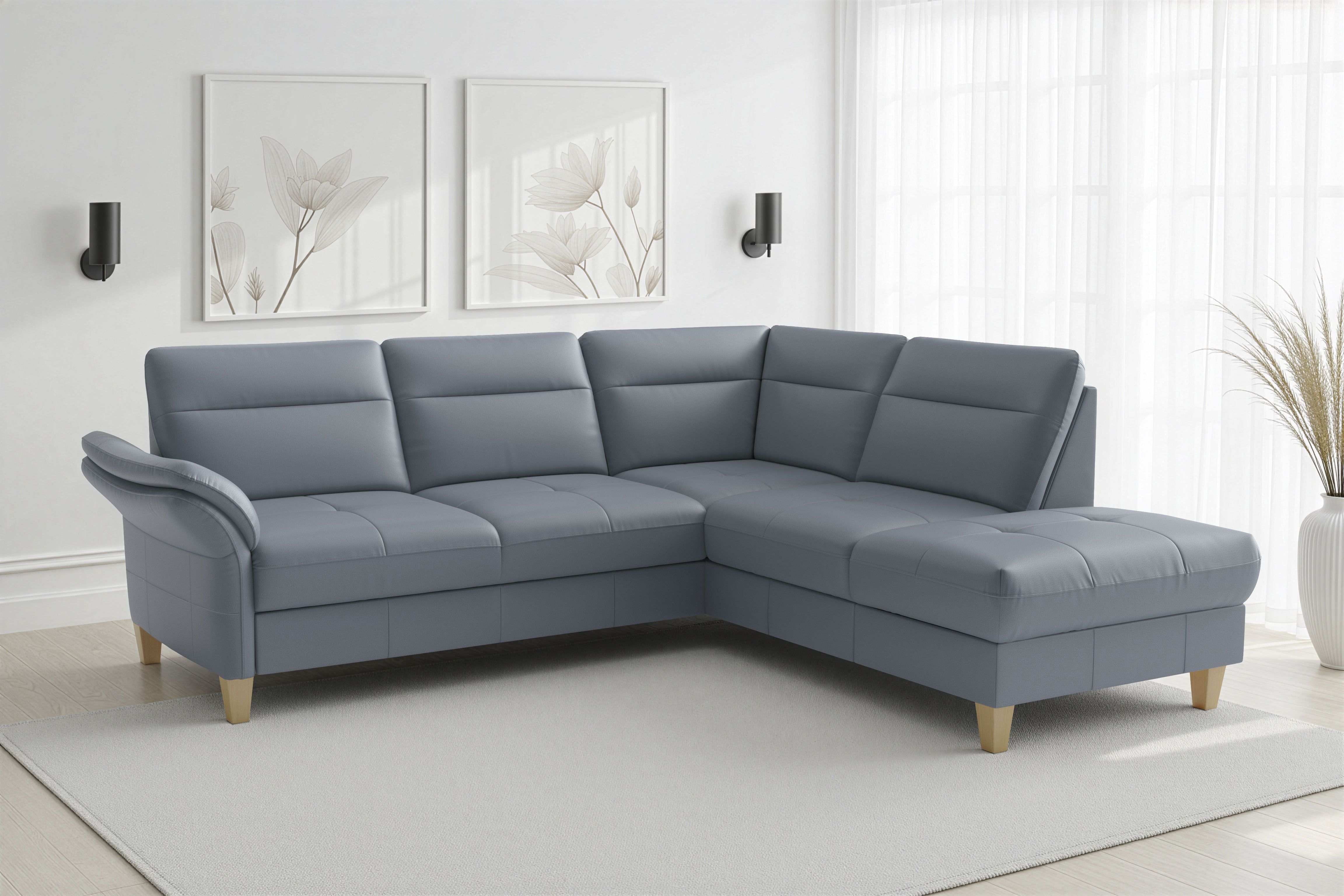 sit&more Ecksofa "Pamela L-Form, B: 218 cm, optional Schlaffunktion & Bettkasten, Leder" optional Armteilverstellung, Schlaffunktion & Bettkasten