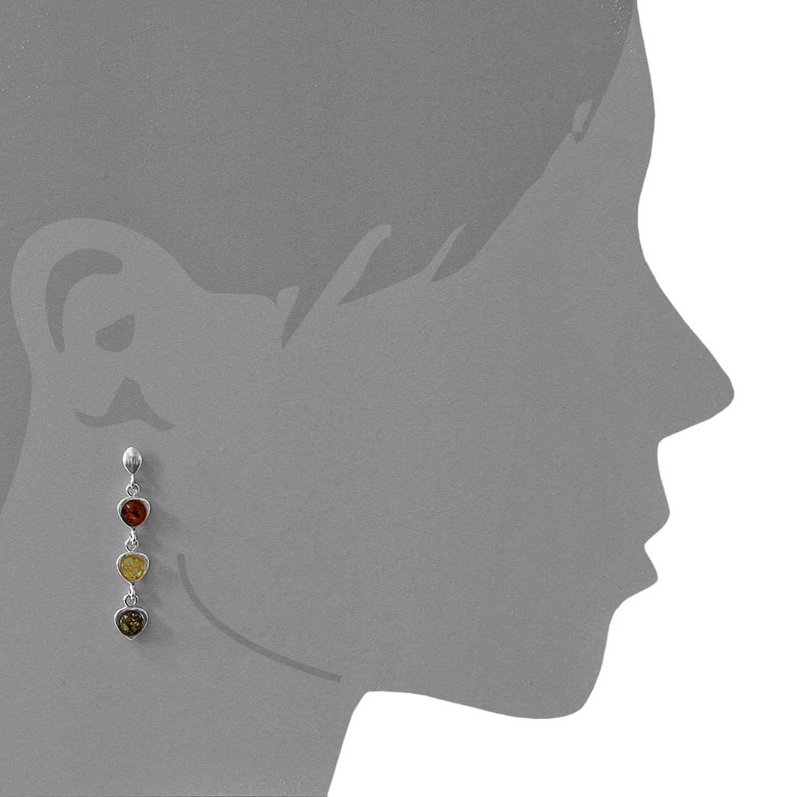 OSTSEE-SCHMUCK Paar Ohrstecker »- Herz - Silber 925/000 - Bernstein«