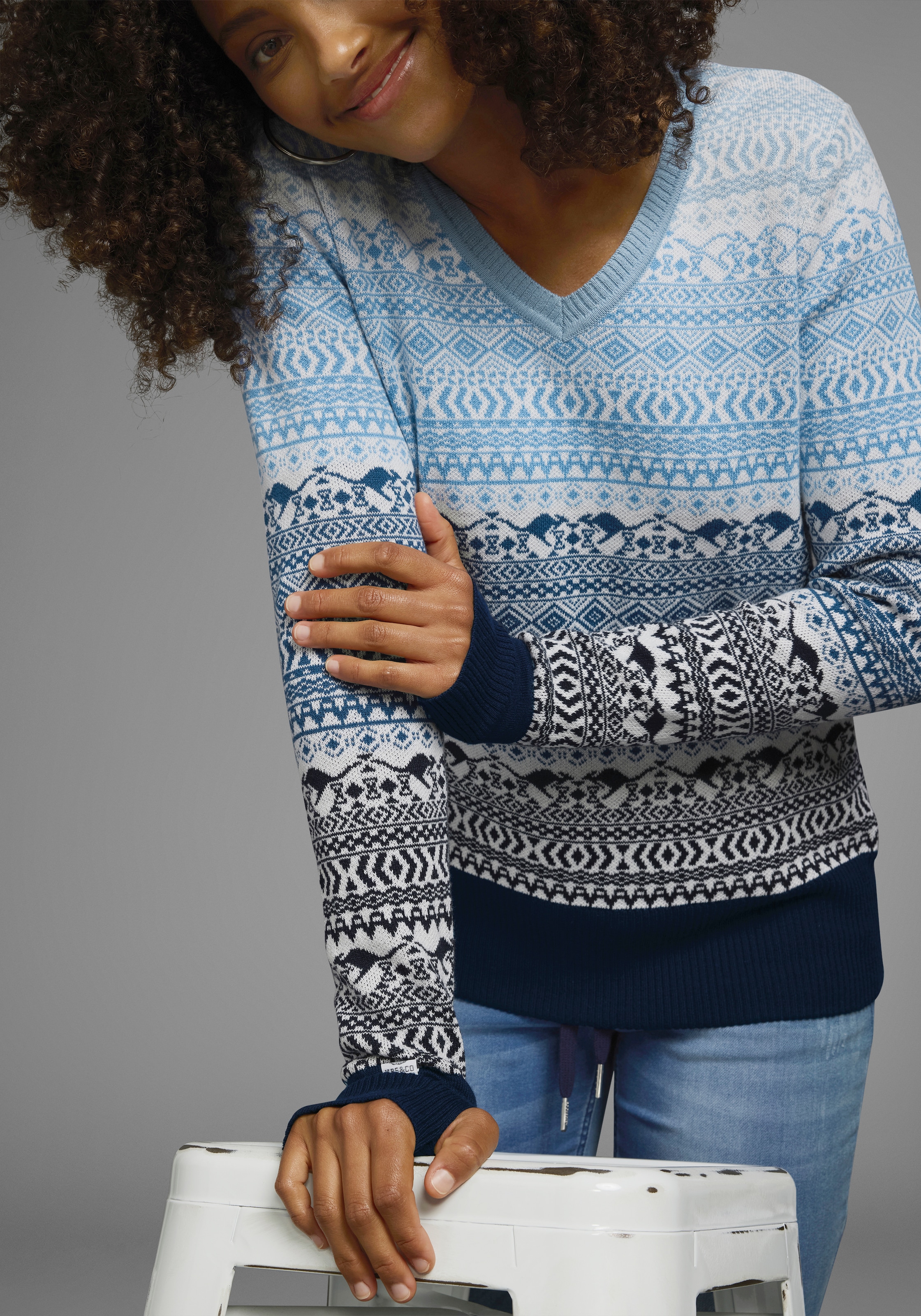 KangaROOS Jacquardpullover, im Norweger-Muster mit kleinen Kängurus