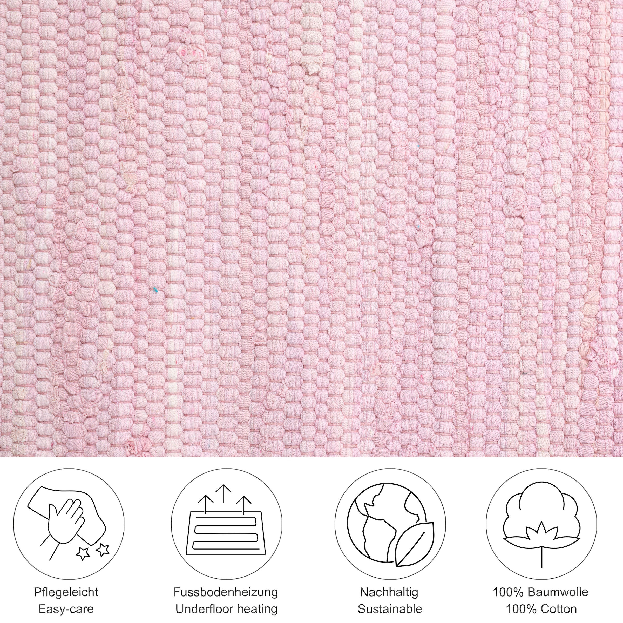 THEKO Teppich »Happy Cotton Fleckerl, handgewebt« rechteckig 5 mm Höhe Flachgewebe, reine Baumwolle, meliert, mit Fransen, auch als Läufer