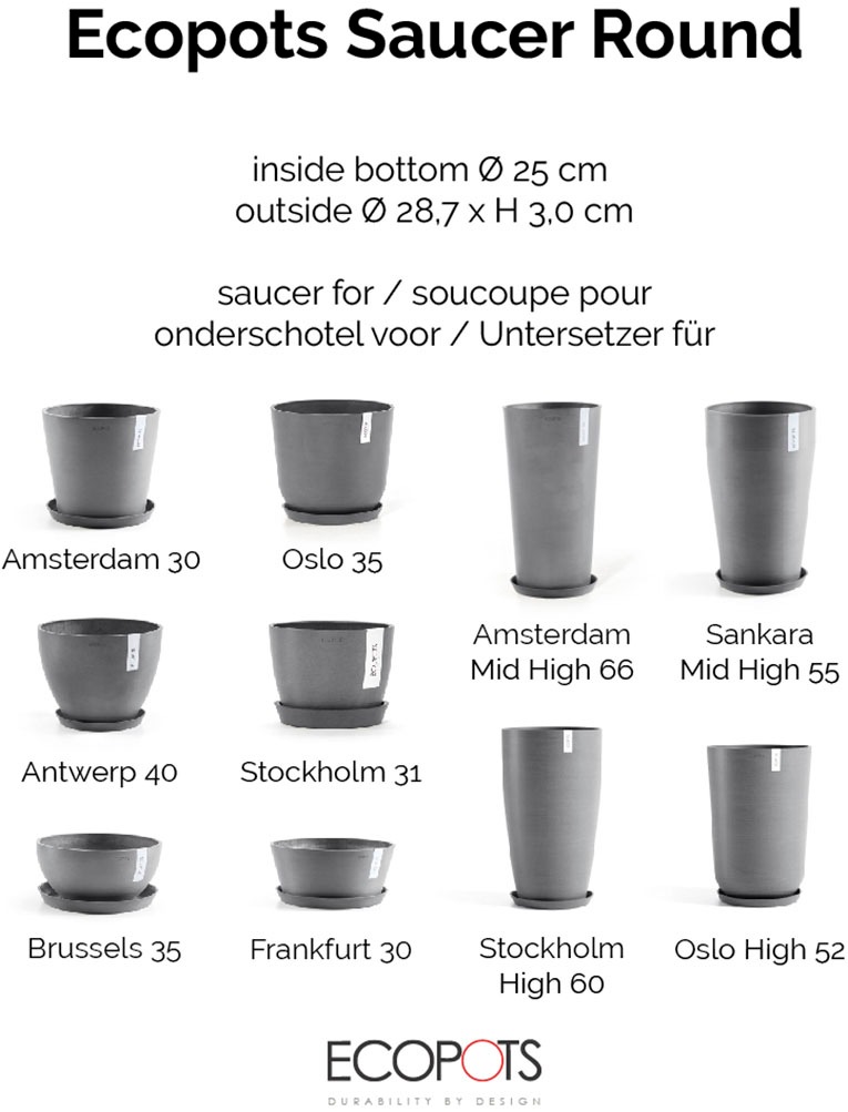 ECOPOTS Blumentopfuntersetzer »ROUND SAUCER Grey« BxTxH: 28,7x28,7x3 cm