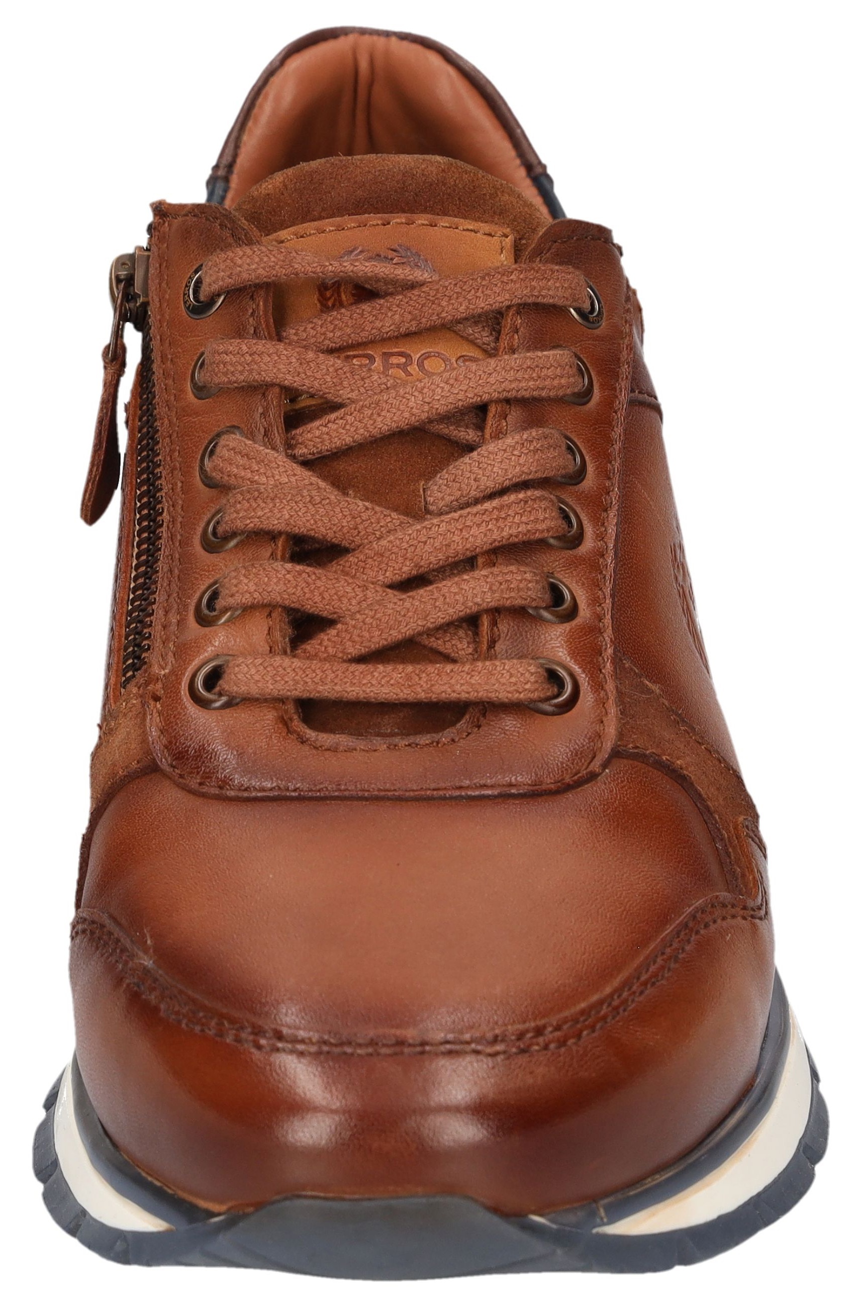 Sneaker LERROS, Herren, Gr. 43, braun (cognac), Leder, used, Schuhe Sneaker, mit Reißverschluss, Schnürschuh, Freizeitschuh, Halbschuh 2