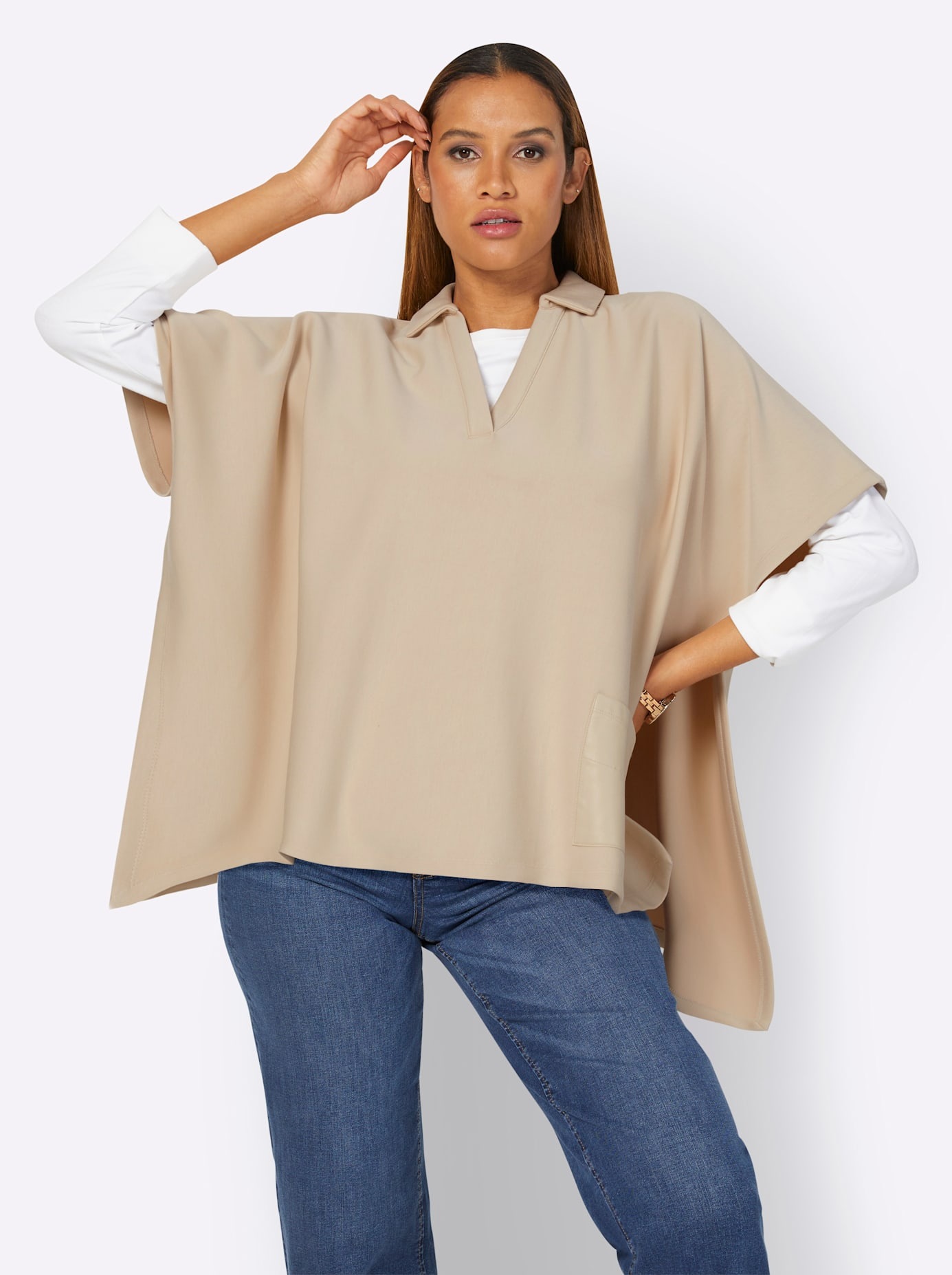 creation L Shirtjacke "Shirt-Poncho" 1 Stk. tlg. günstig online kaufen