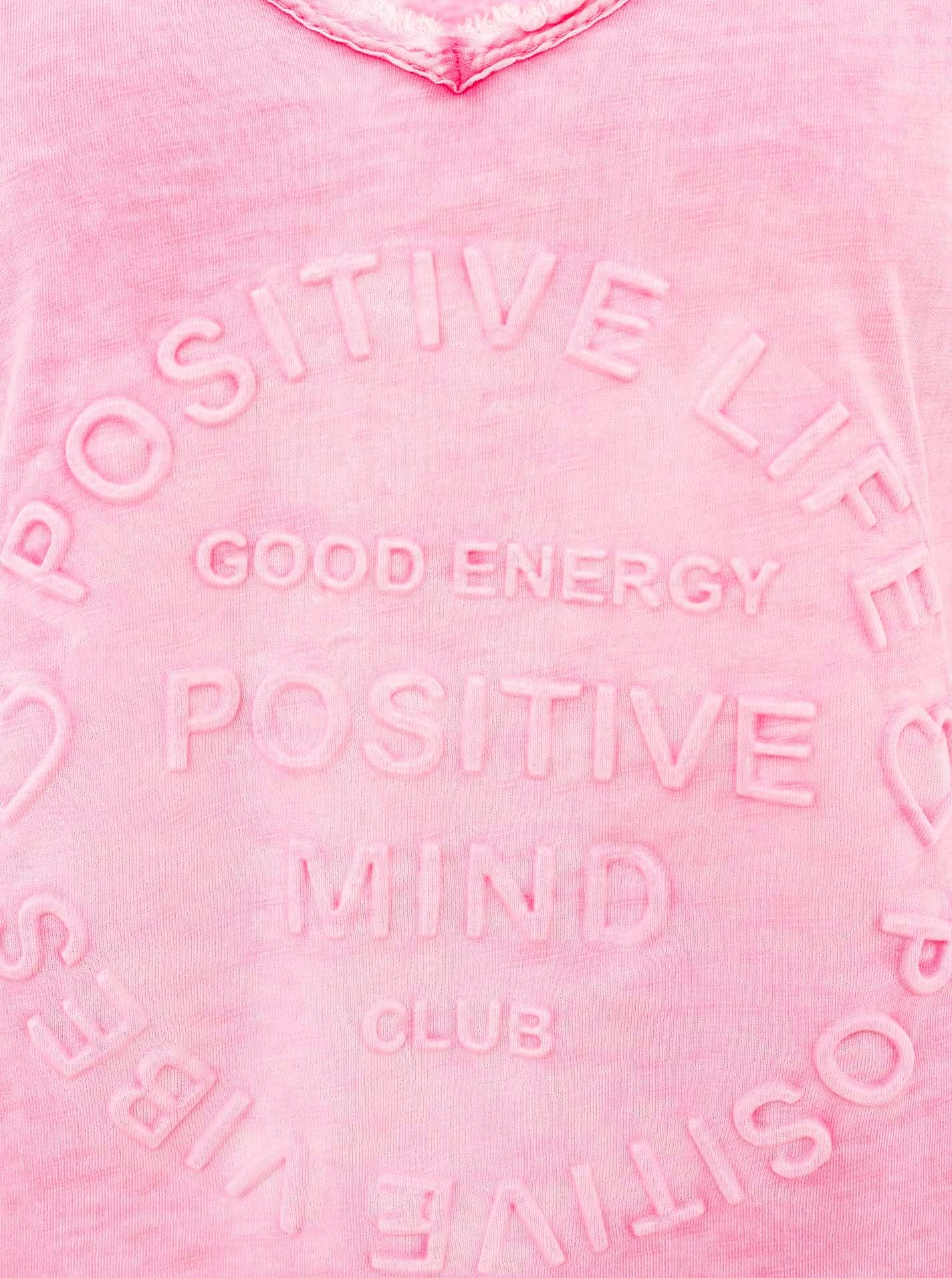 Zwillingsherz T-Shirt »"Positive Mind"«, mit V-Neck, Stempeldruck und Saum im Used-Look