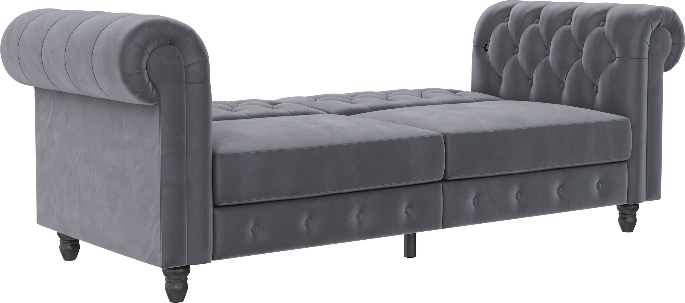 Dorel Home 3-Sitzer »Felix, Schlafsofa 236 cm, (Liegefläche 108x190cm), Rückenlehne«, 3-fach verstellbar, Velours, Kunstleder, Luxus-Microfaser Vintage