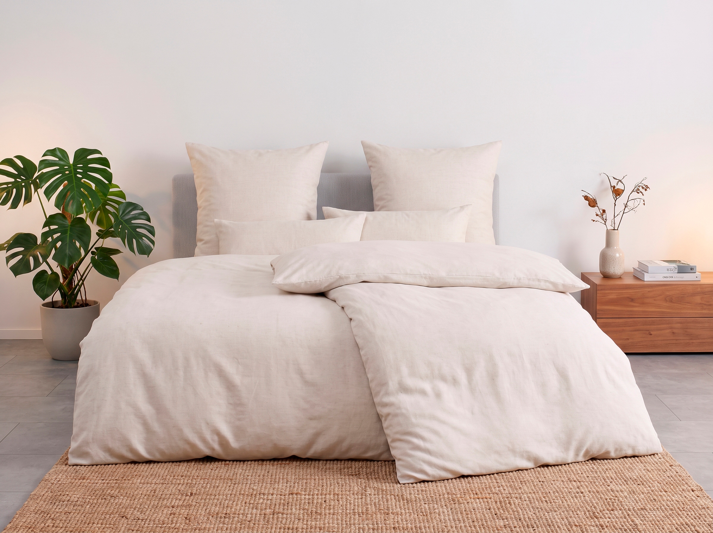 Biberna Bettwäsche »HERMAL2 Premium Melange-Flannell, 100% Baumwolle« 2 kuschelig warm, Winterbettwäsche mit Markenreißverschluss
