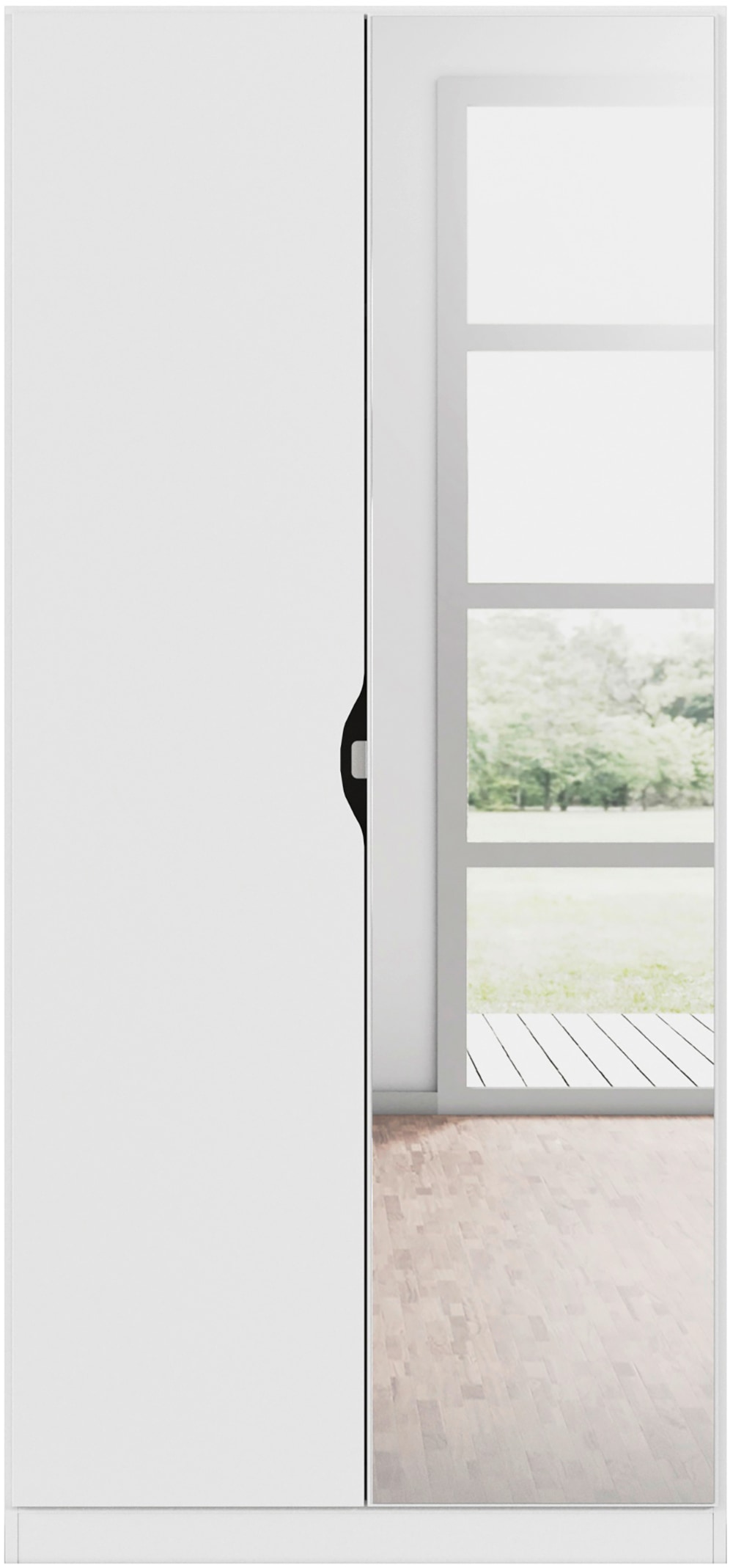 rauch Kleiderschrank »Freiham Drehtürenschrank Schrank Garderobenschrank Breite 91cm« Schlafzimmerschrank mit Spiegel und Griffmulden BESTSELLER