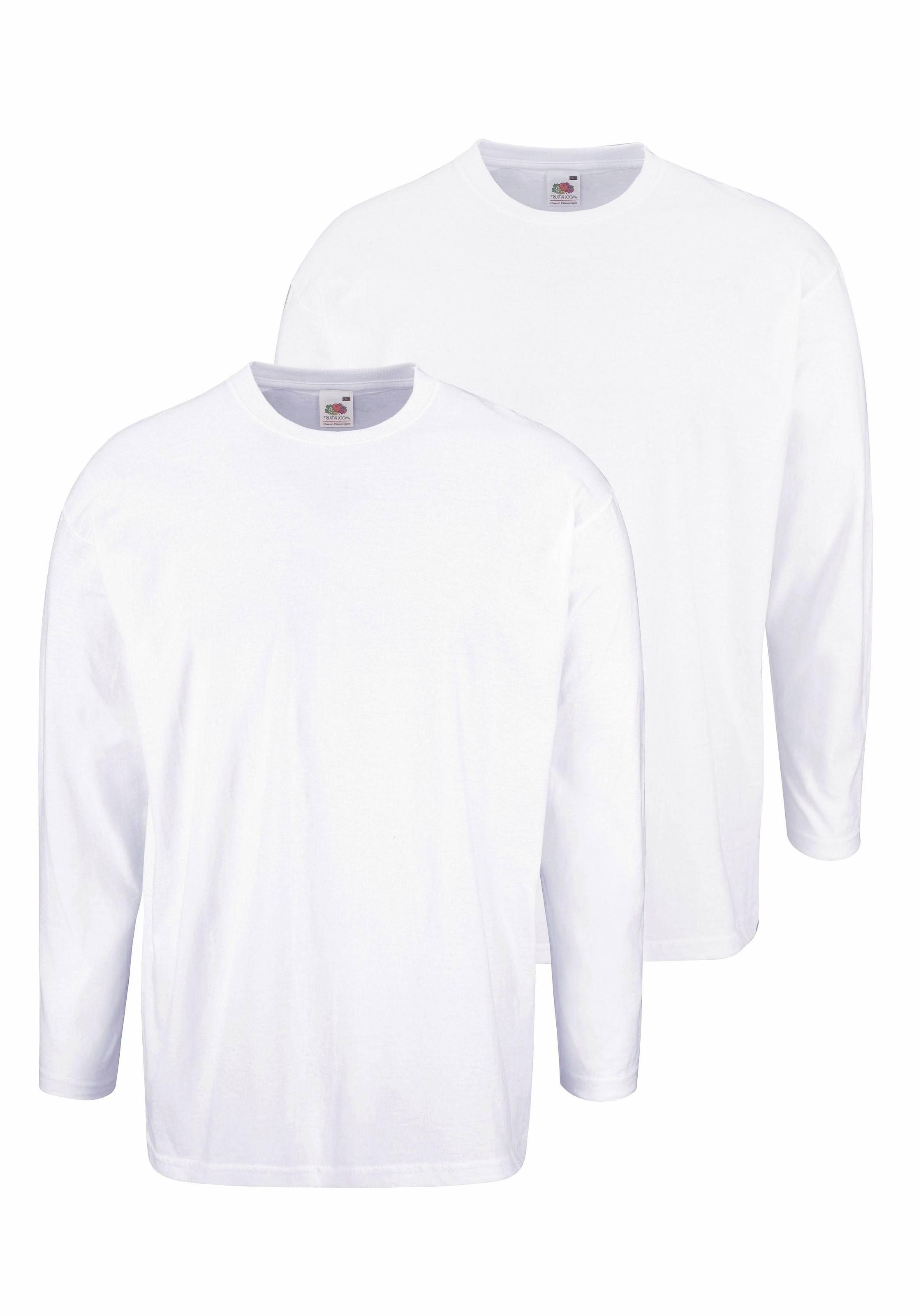 Fruit of the Loom Langarmshirt, 2 Stk. aus reiner Baumwolle, 2-er Pack günstig online kaufen